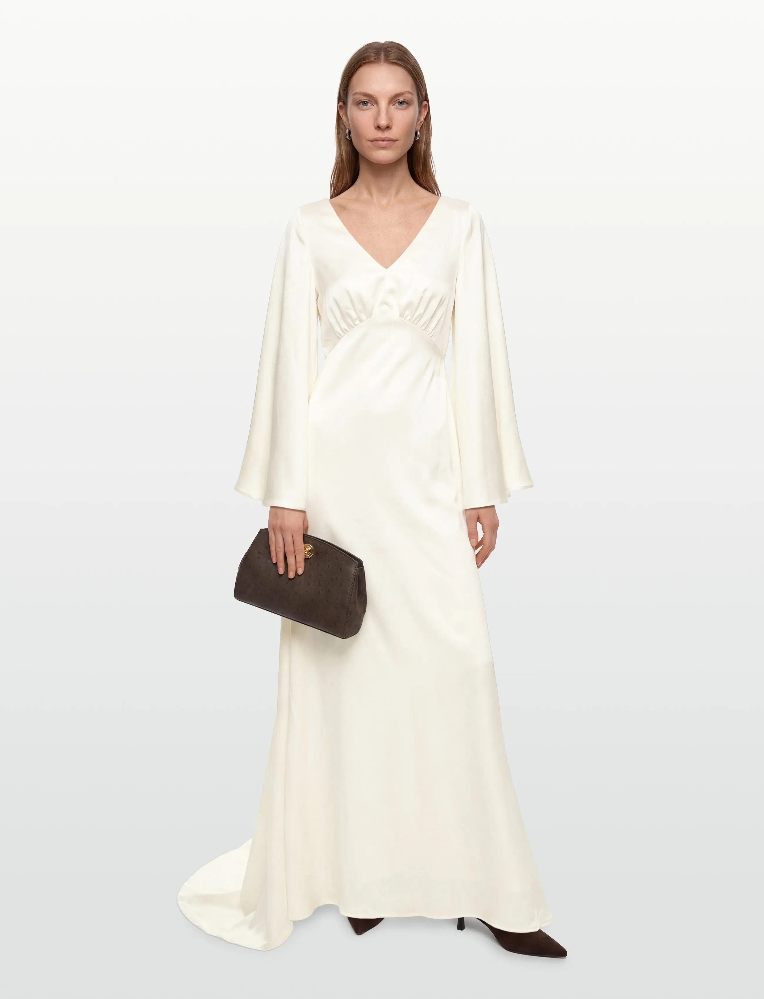 Malina Simone Tie-Back Satin Gown, L, Cream, Kjoler > Brudekjoler, Dame