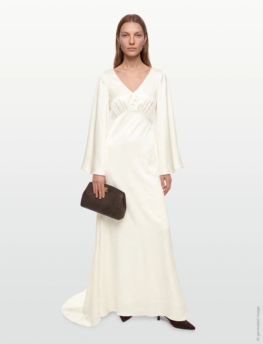 Malina - Simone tie-back satin gown - pulmakleidid - cream - 0