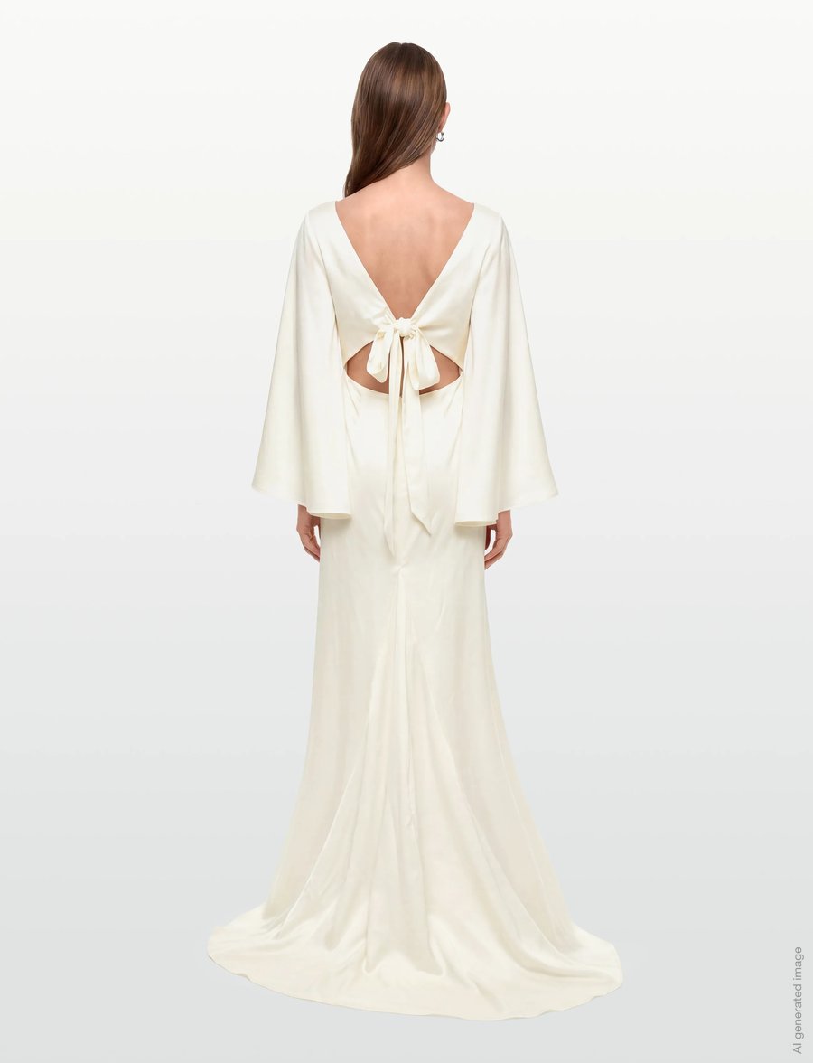 Malina - Simone tie-back satin gown - pulmakleidid - cream - 4