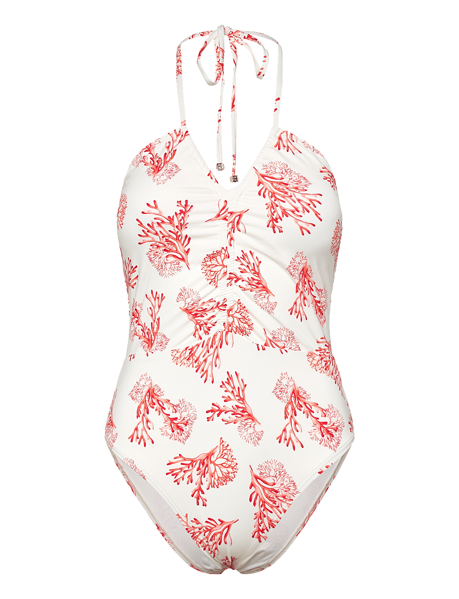 Malina - Misty ruched halterneck swimsuit - badeanzüge - coral red - 1