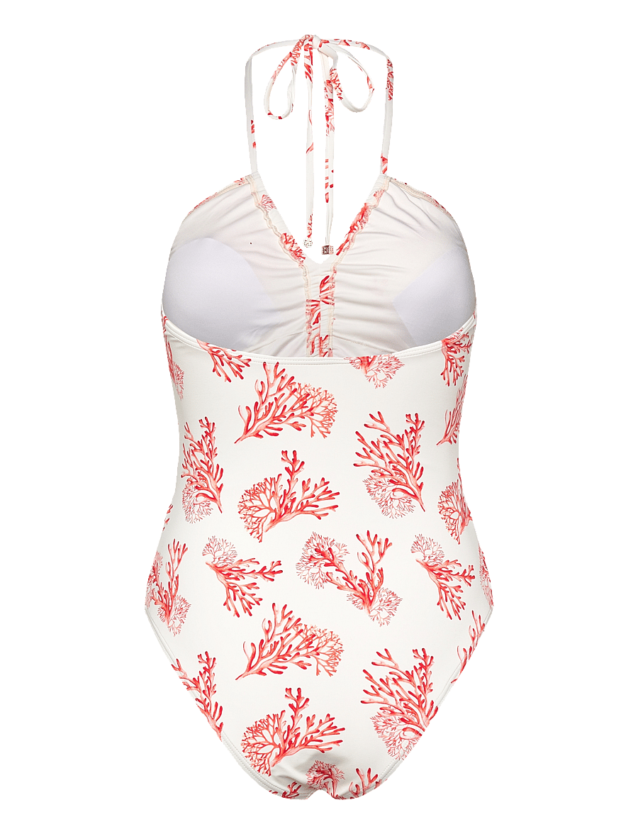 Malina - Misty ruched halterneck swimsuit - badeanzüge - coral red - 2