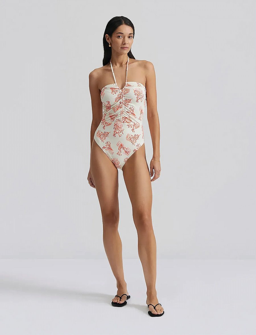 Malina - Misty ruched halterneck swimsuit - badeanzüge - coral red - 0