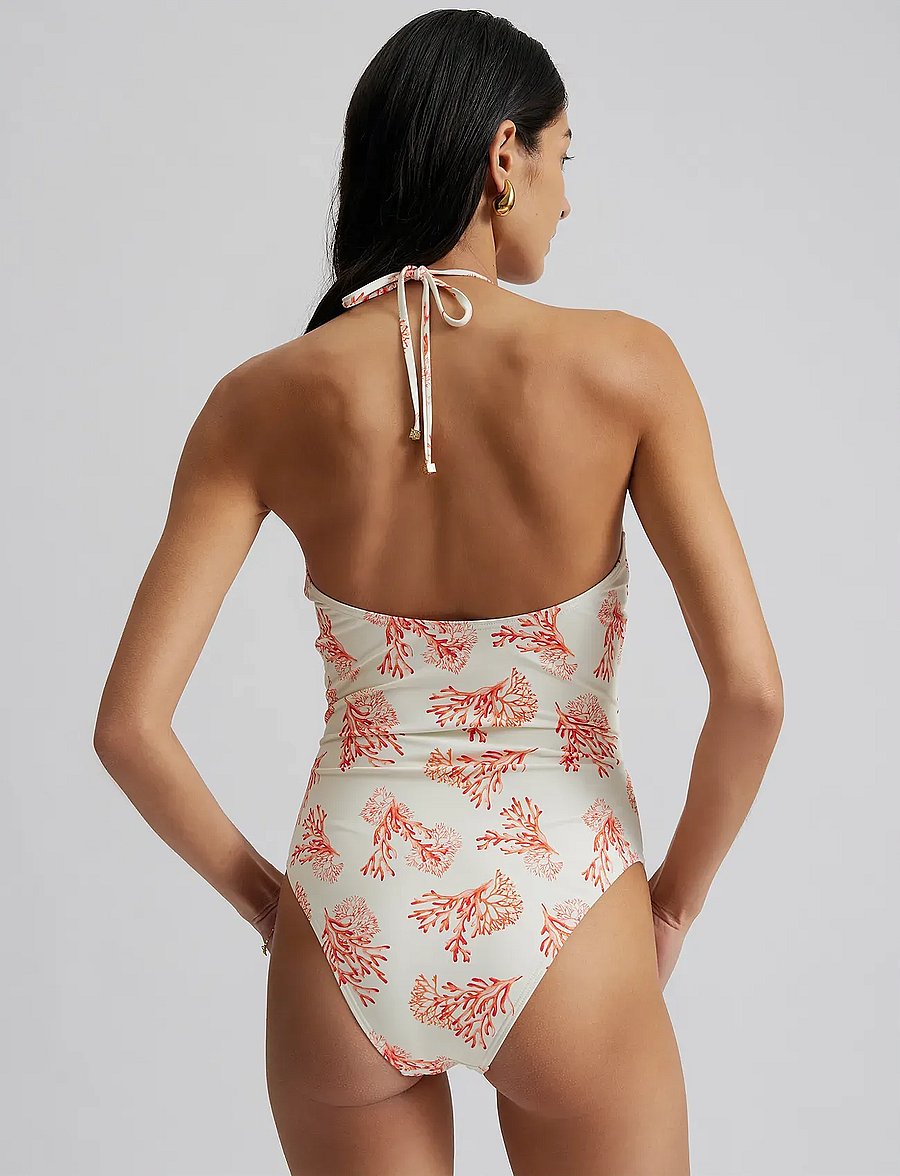 Malina - Misty ruched halterneck swimsuit - badeanzüge - coral red - 3