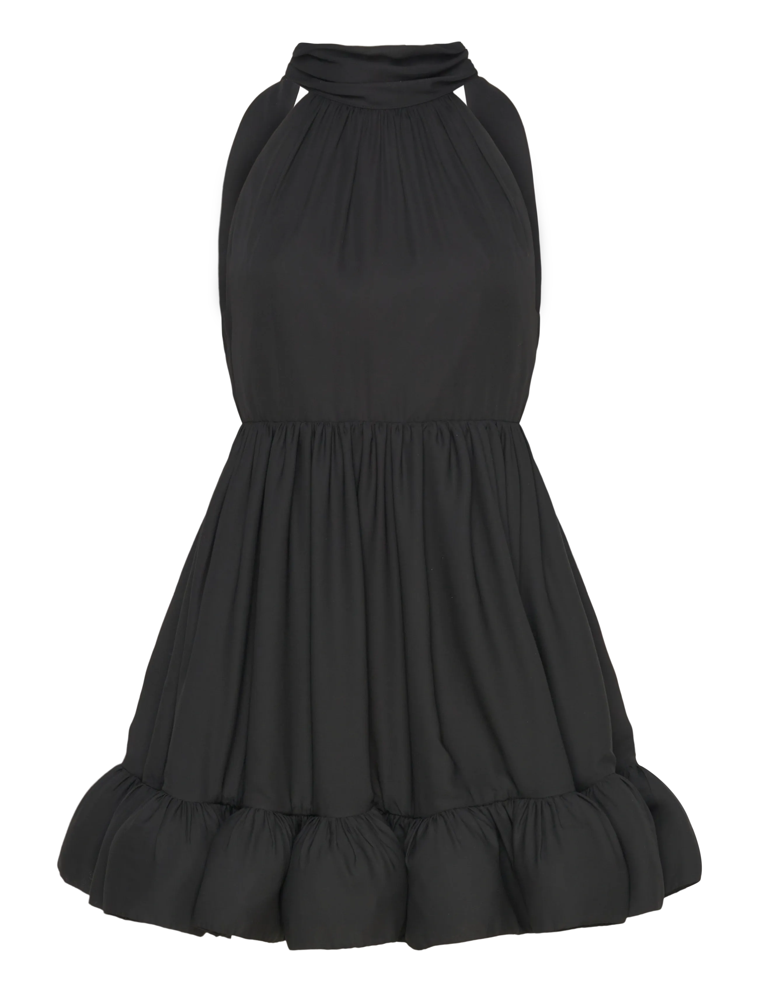 Malina Fern Halterneck Ruffled Mini Dress - Disainerikaubad - BLACK / black