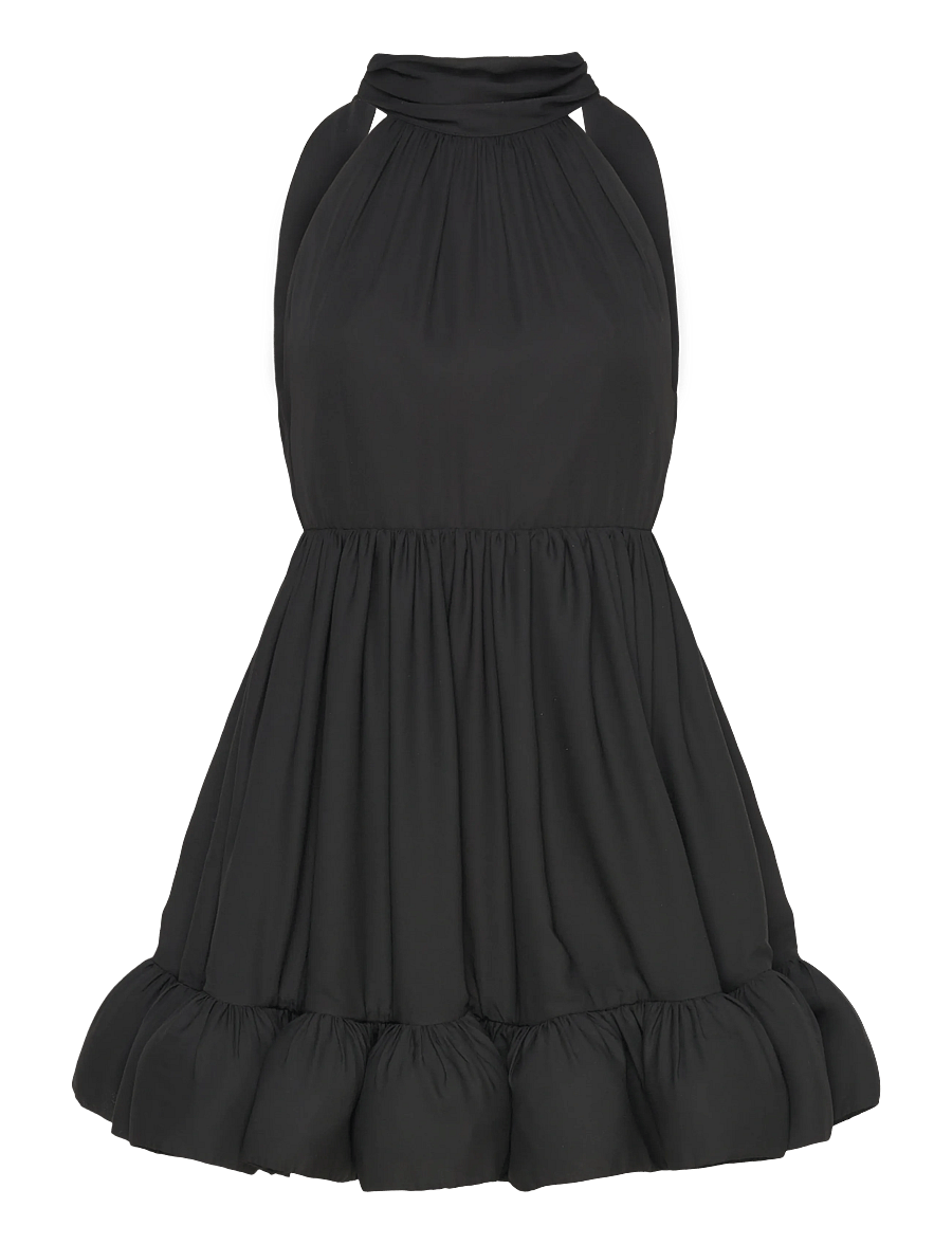 Malina - Fern Halterneck Ruffled Mini Dress - Õhtukleidid - black - 1