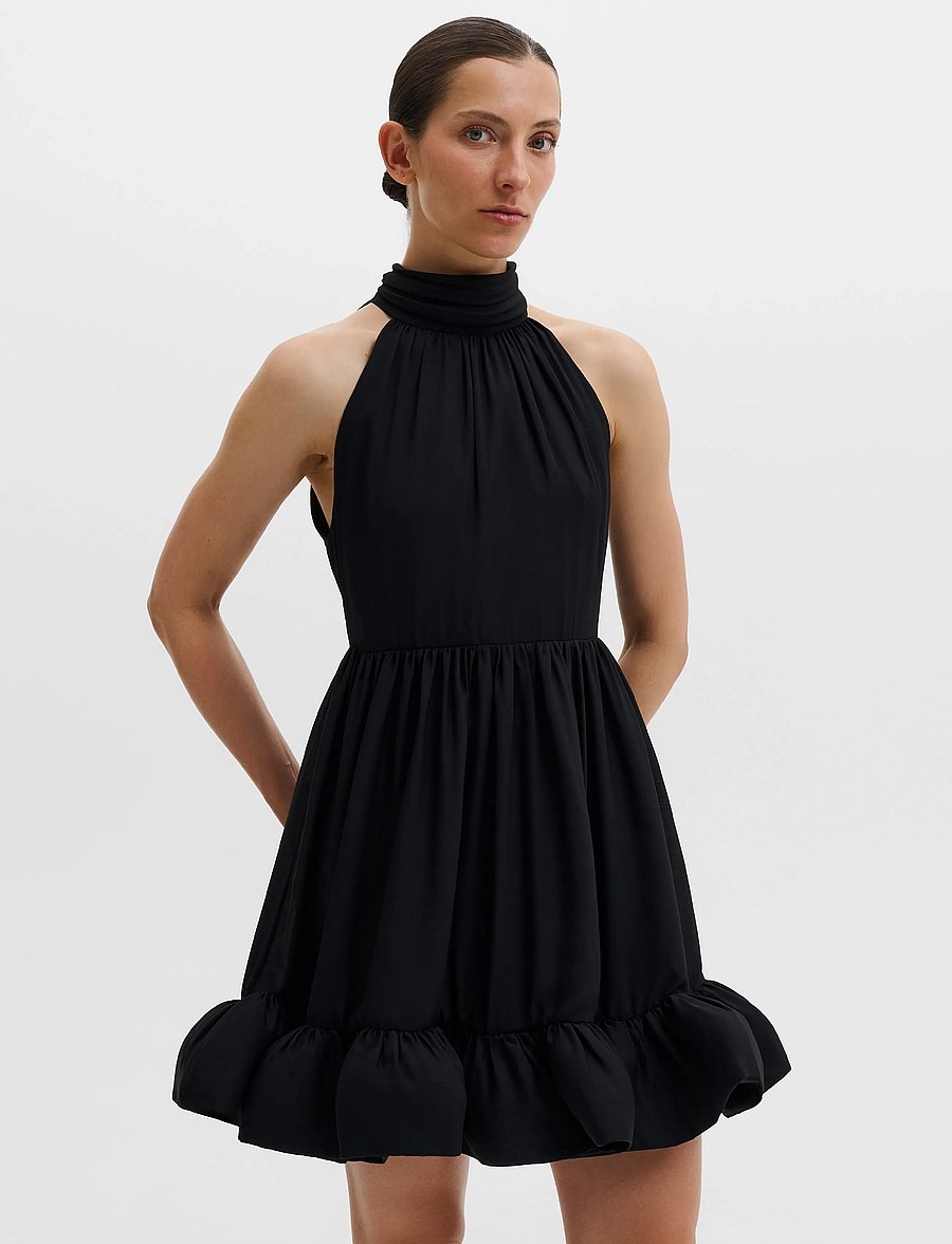 Malina - Fern Halterneck Ruffled Mini Dress - Õhtukleidid - black - 3