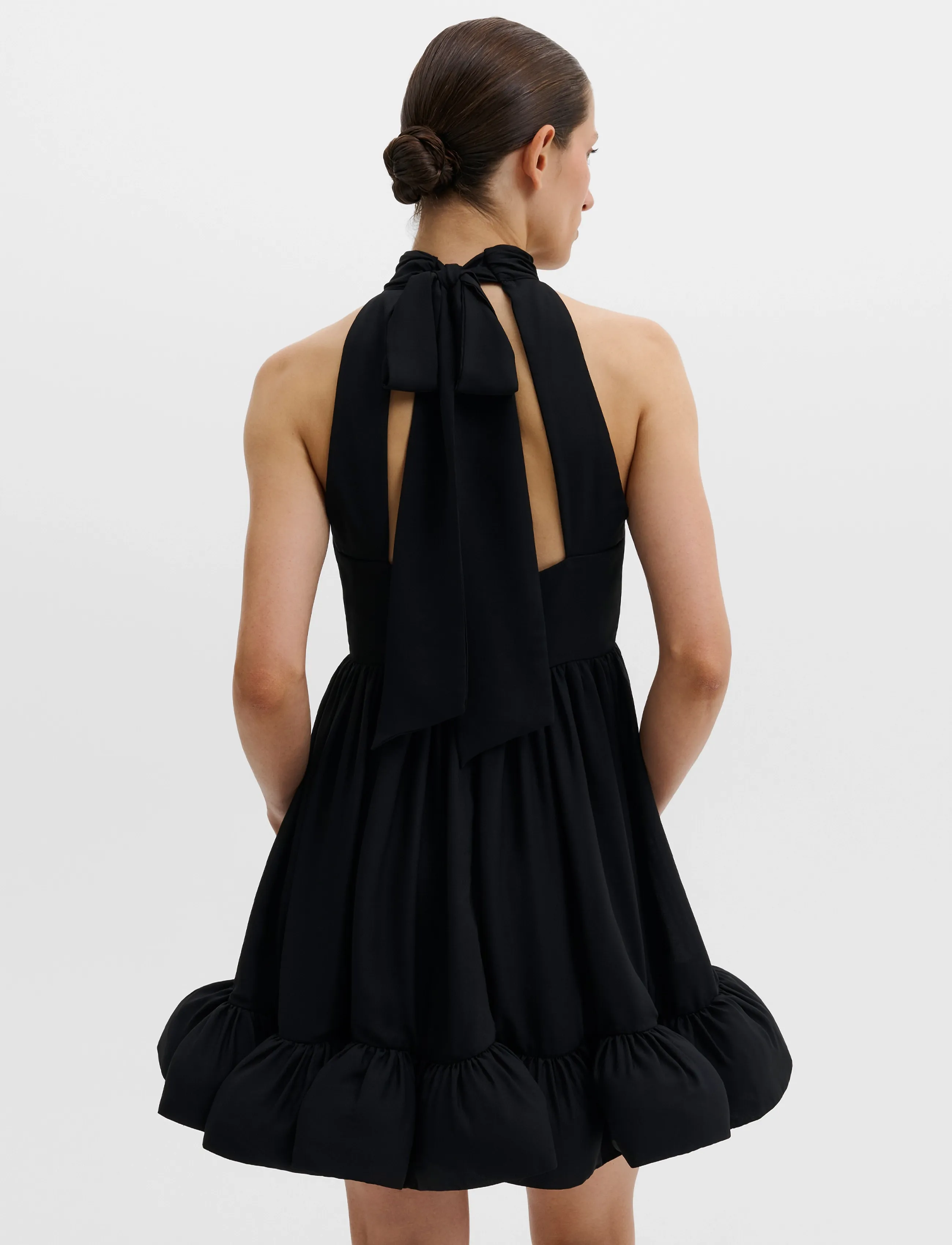 Malina - Fern Halterneck Ruffled Mini Dress - premium styles - black - 4