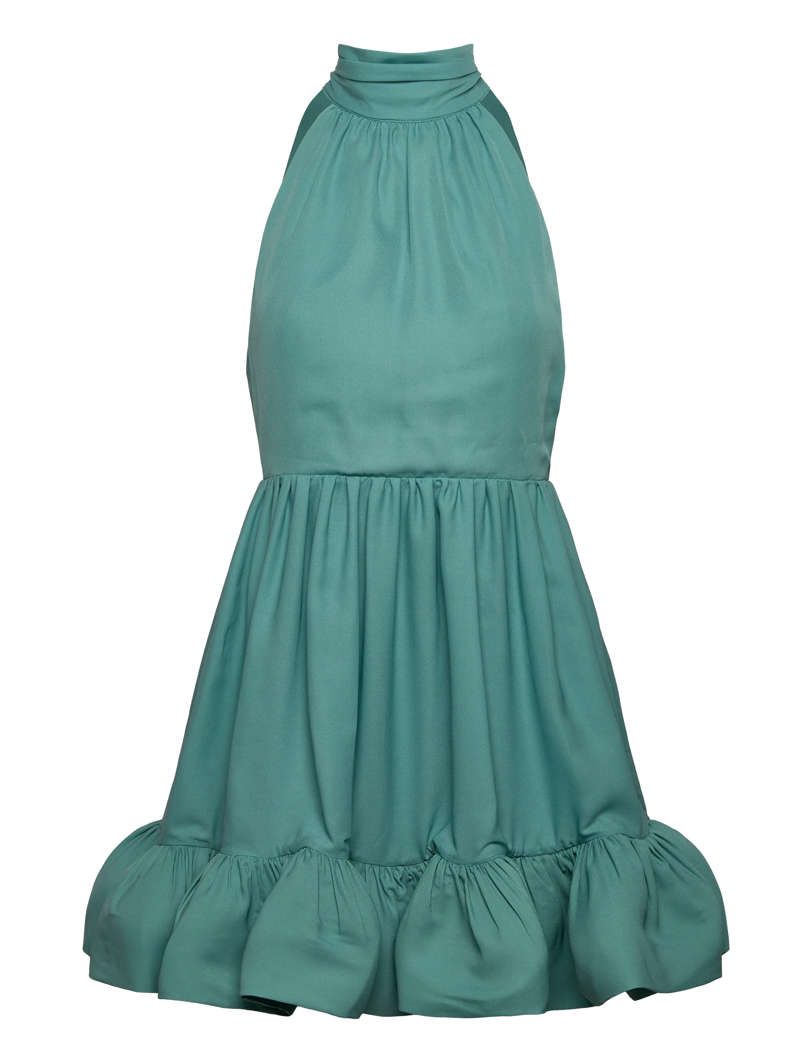 MALINA Fern Halterneck Ruffled Mini Kleid Grün - M - Damen