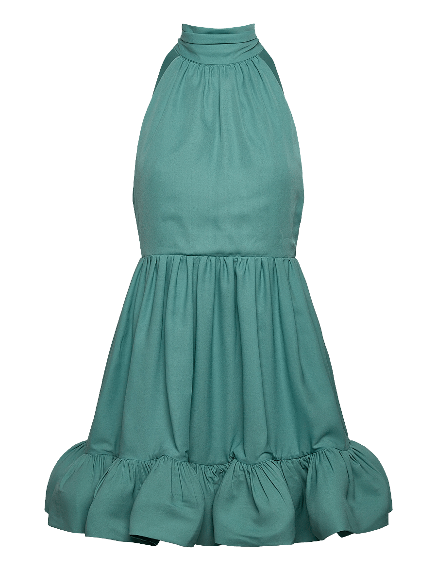 Malina - Fern Halterneck Ruffled Mini Dress - evening dresses - deep aqua - 1