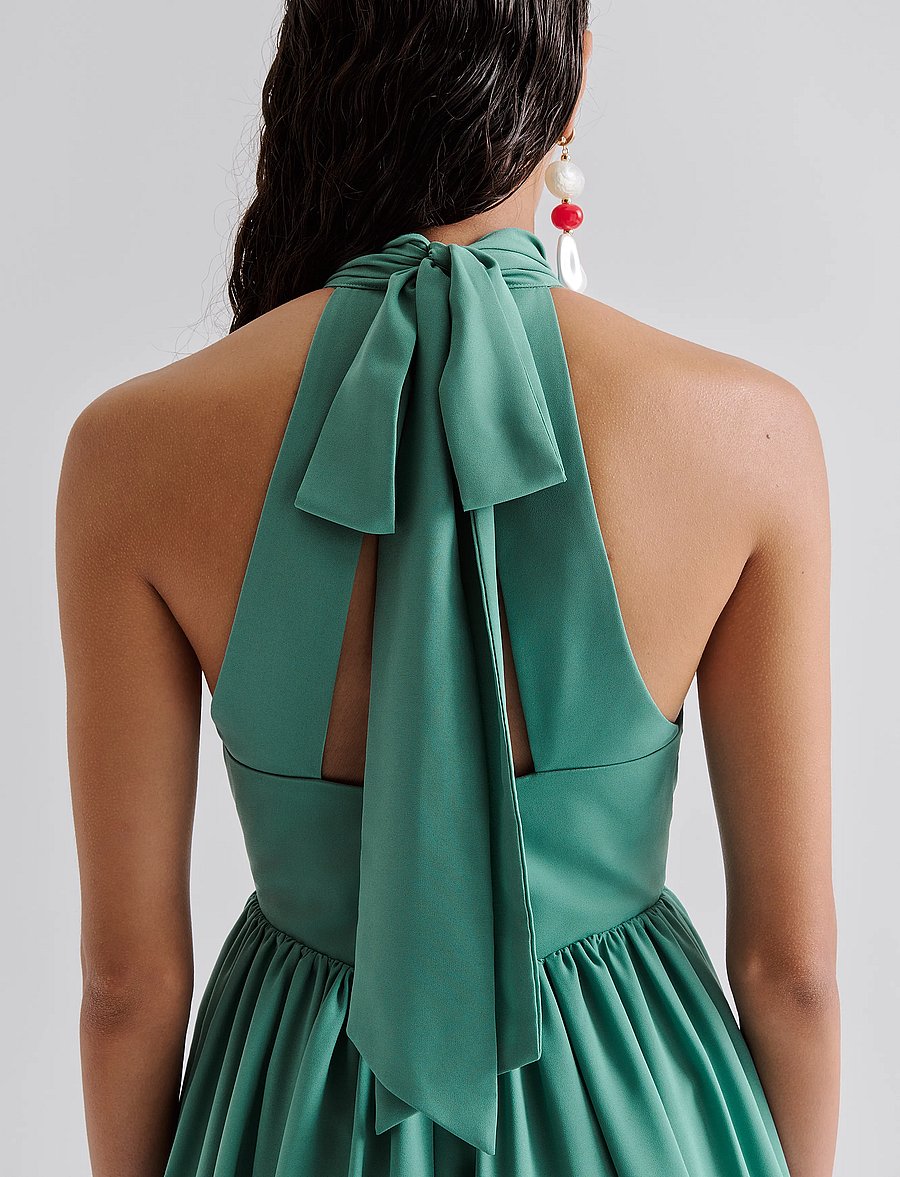Malina - Fern Halterneck Ruffled Mini Dress - evening dresses - deep aqua - 5