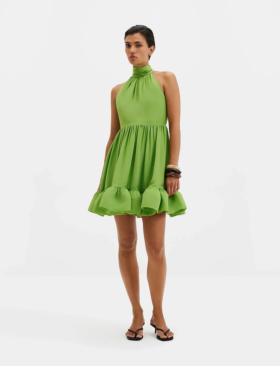 Malina - Fern Halterneck Ruffled Mini Dress - Õhtukleidid - lime - 0