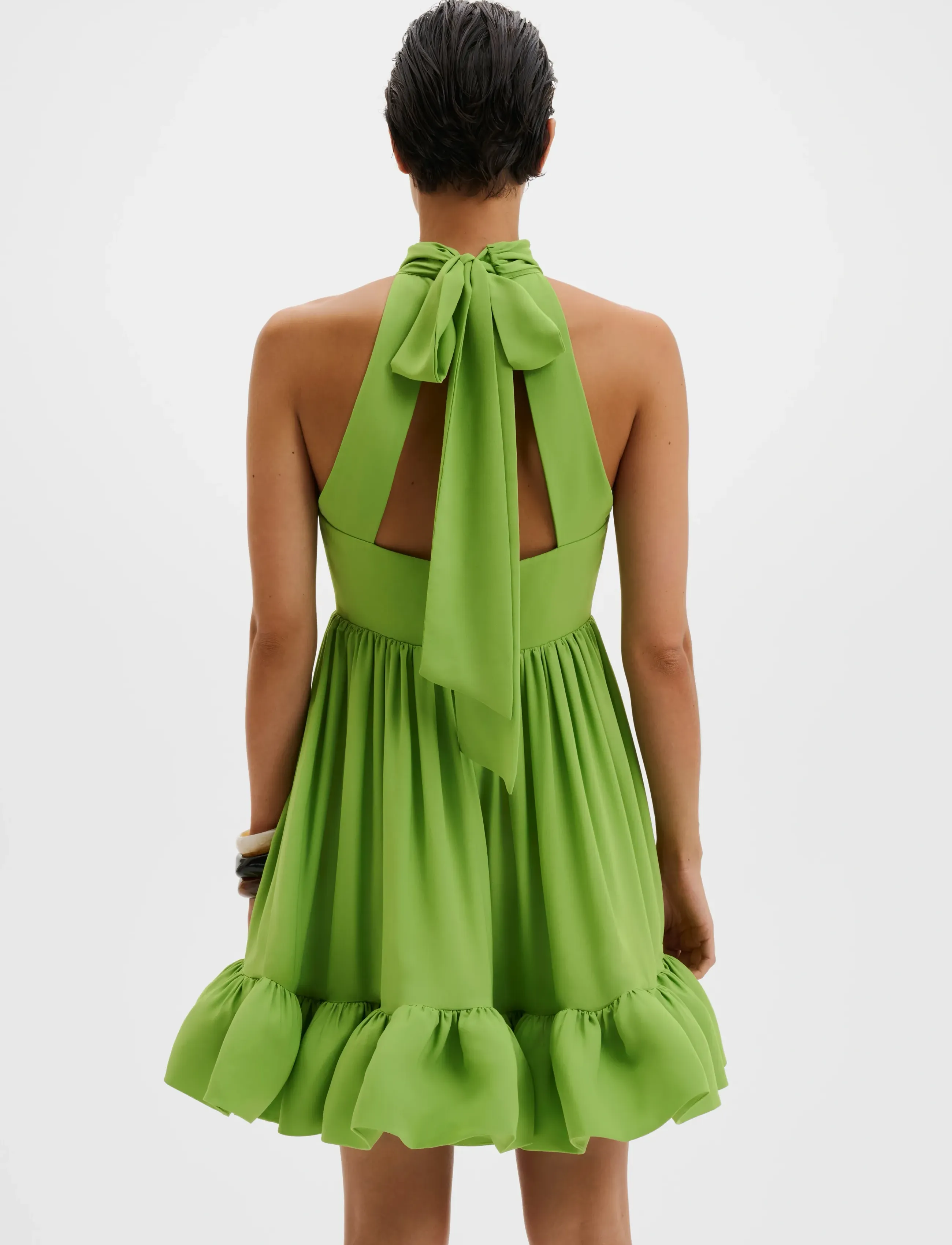 Malina - Fern Halterneck Ruffled Mini Dress - aftenkjoler - lime - 3