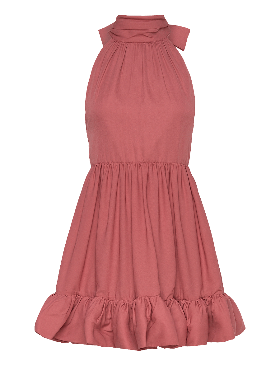 Malina - Fern Halterneck Ruffled Mini Dress - evening dresses - terracotta - 1