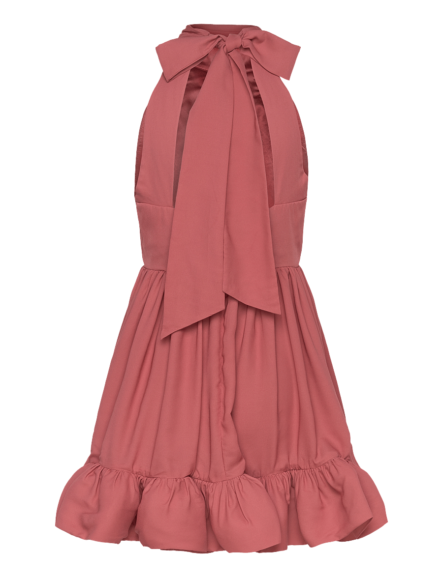 Malina - Fern Halterneck Ruffled Mini Dress - evening dresses - terracotta - 2