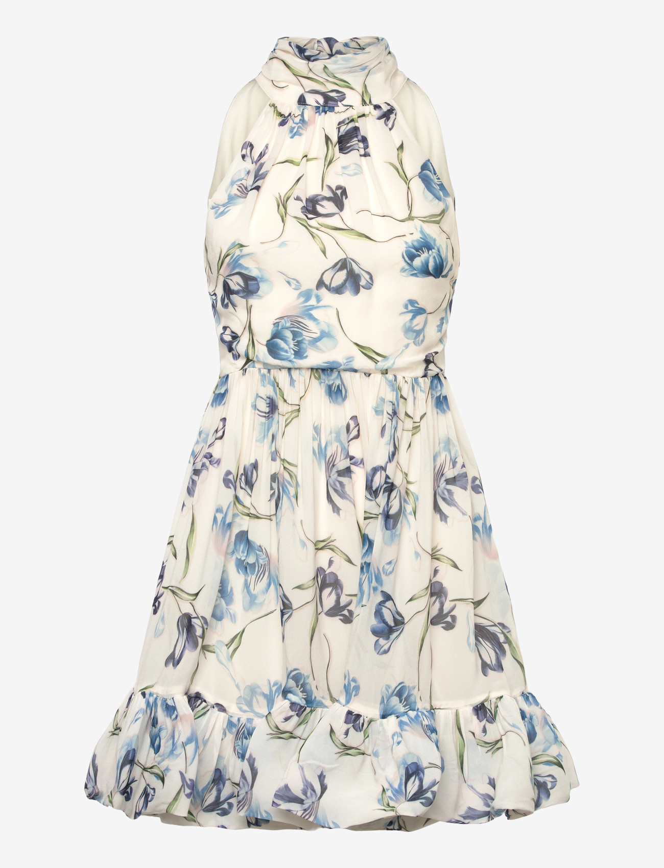 Malina - Fern Halterneck Ruffled Mini Dress - vakarinės suknelės - tulip blue - 1