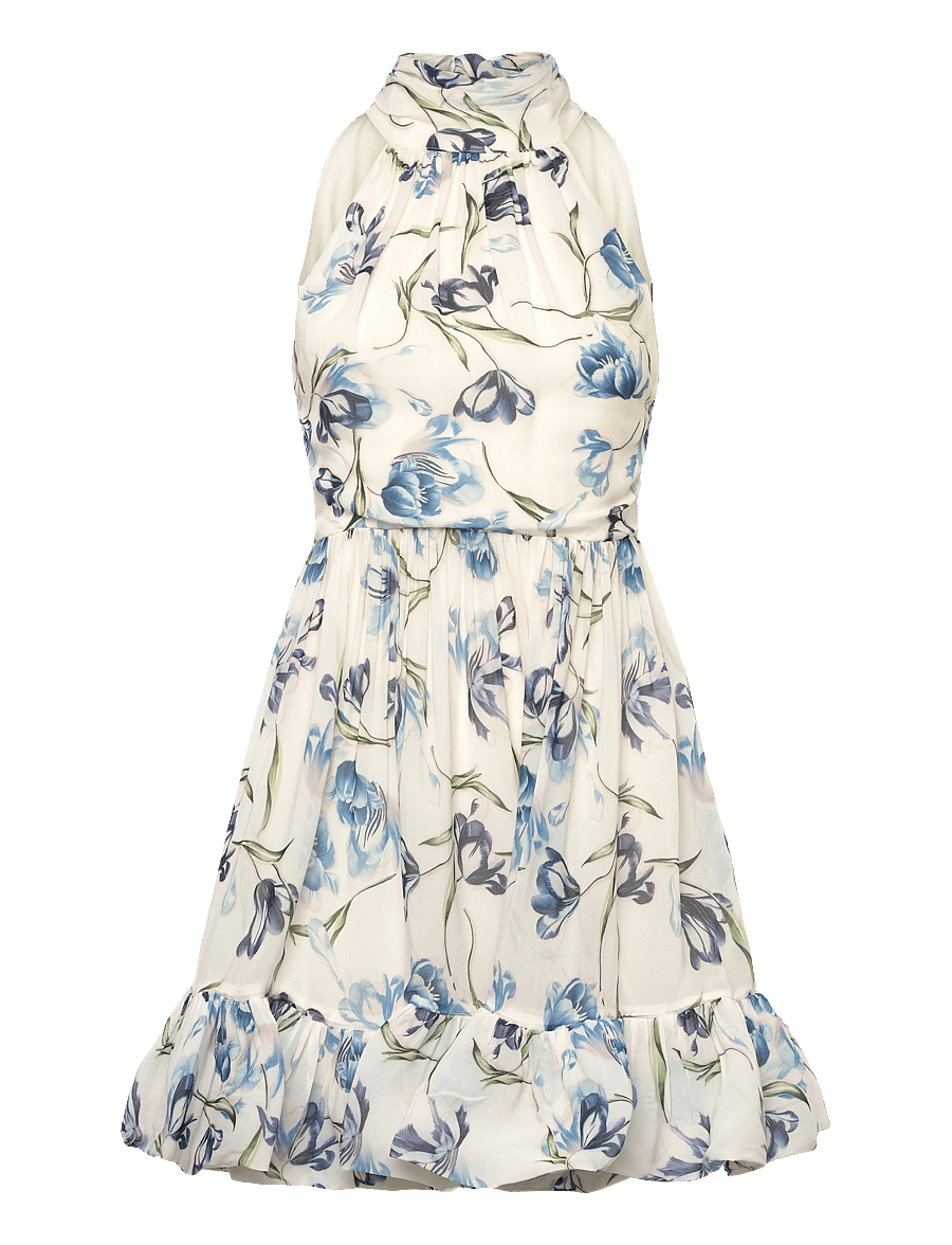 Malina - Fern Halterneck Ruffled Mini Dress - Õhtukleidid - tulip blue - 1