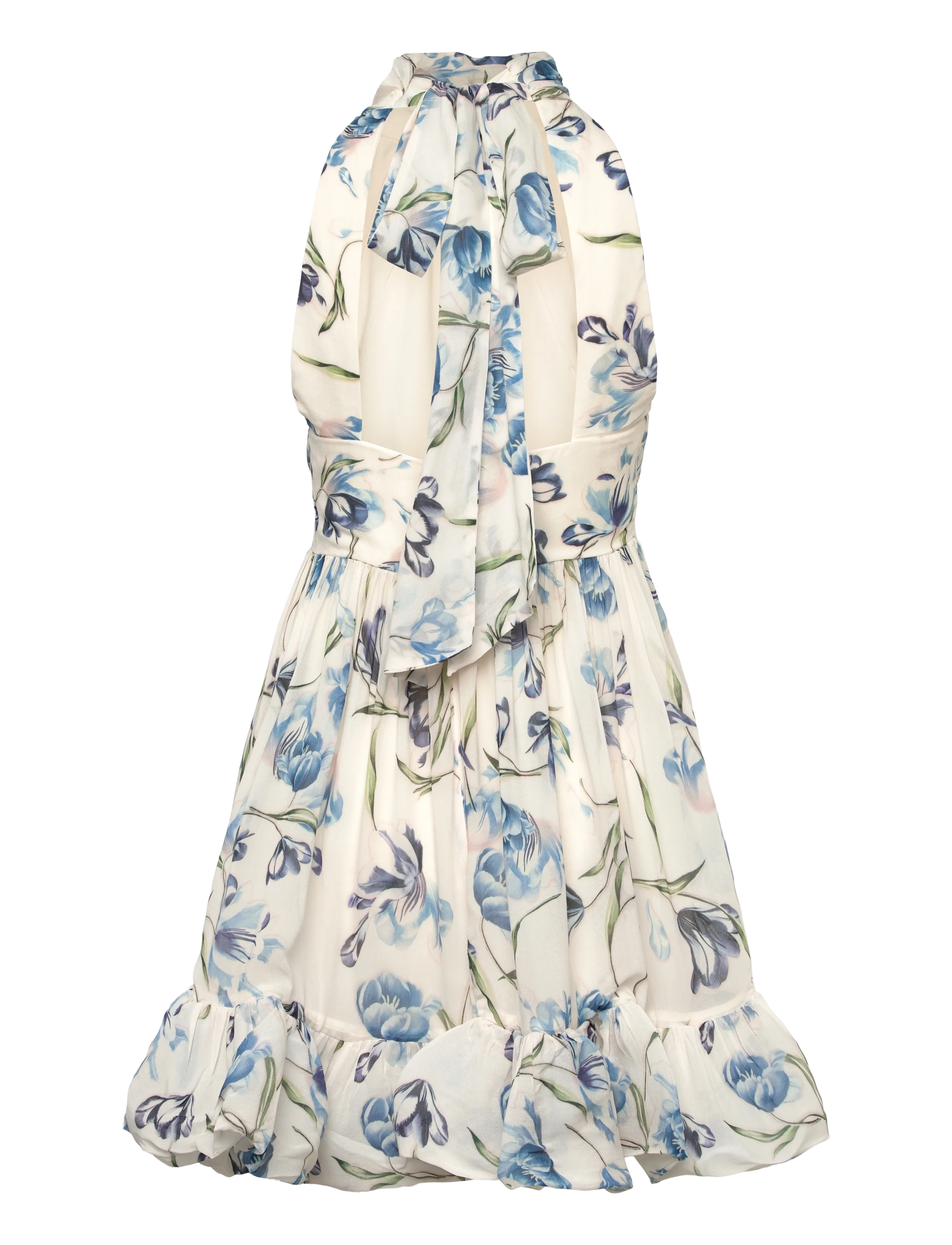 Malina - Fern Halterneck Ruffled Mini Dress - aftenkjoler - tulip blue - 2