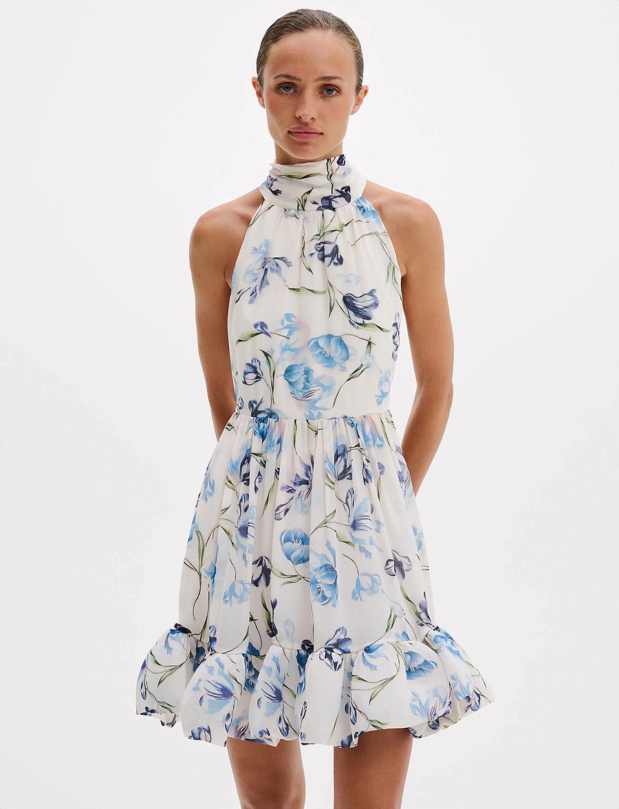 Malina - Fern Halterneck Ruffled Mini Dress - Õhtukleidid - tulip blue - 3