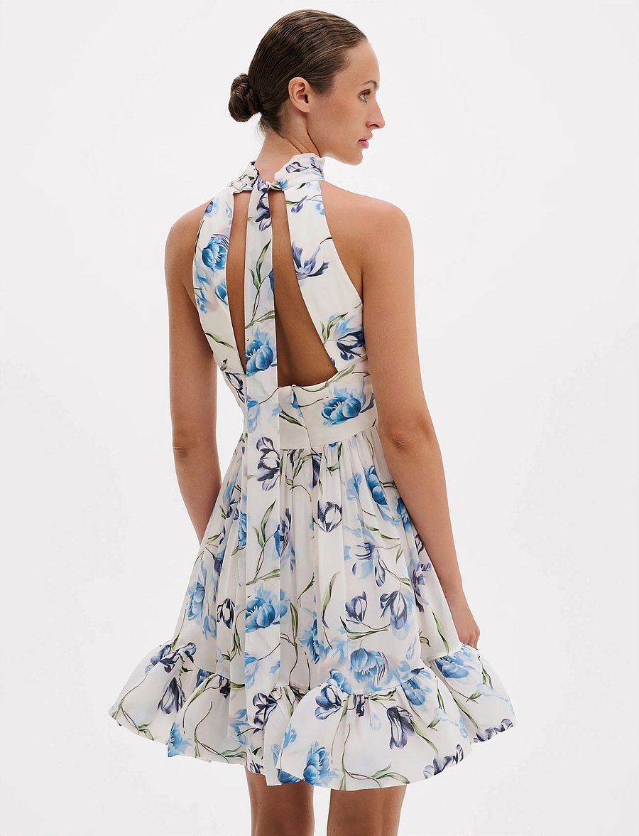 Malina - Fern Halterneck Ruffled Mini Dress - Õhtukleidid - tulip blue - 4