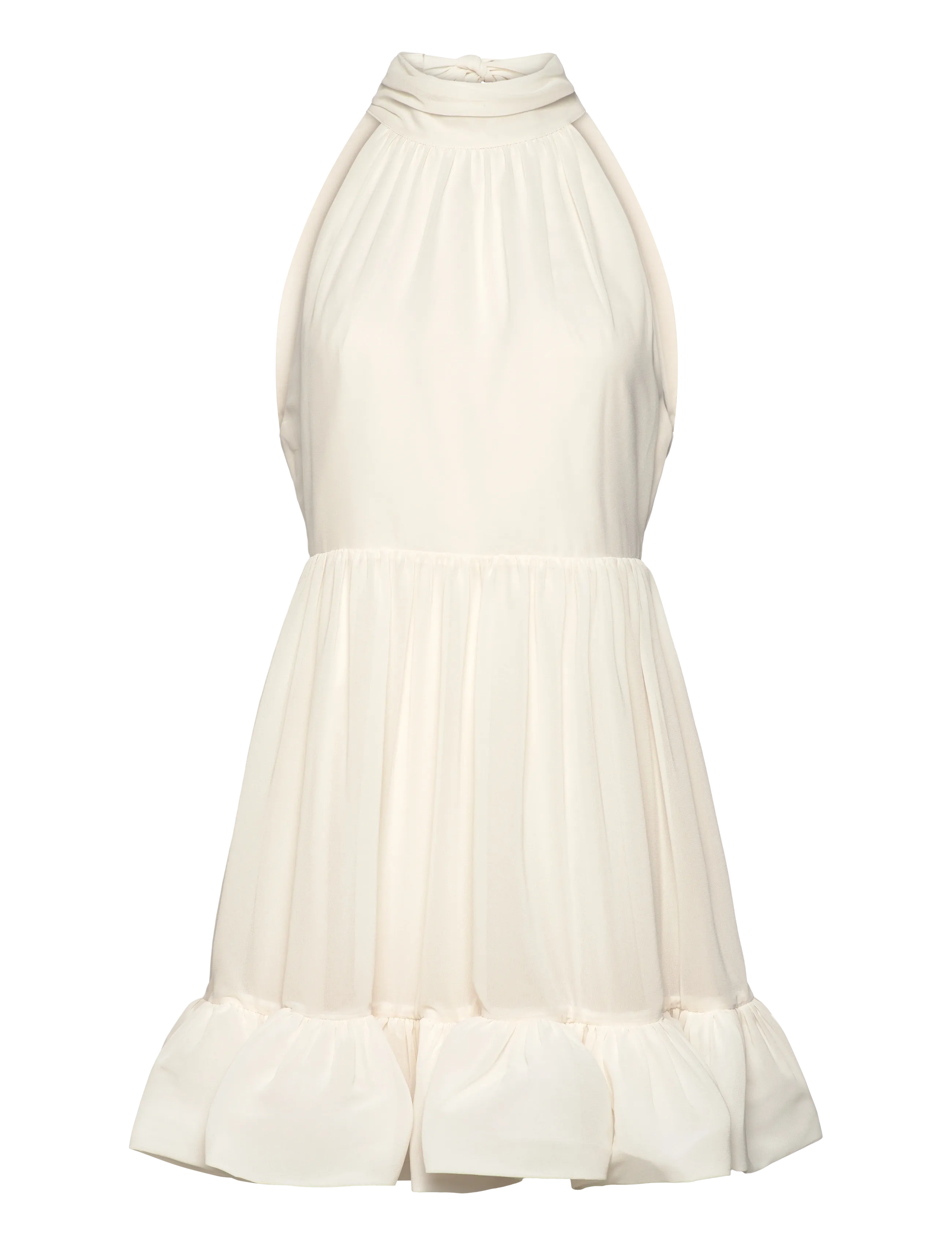 Fern Halterneck Ruffled Mini Dress - WHITE