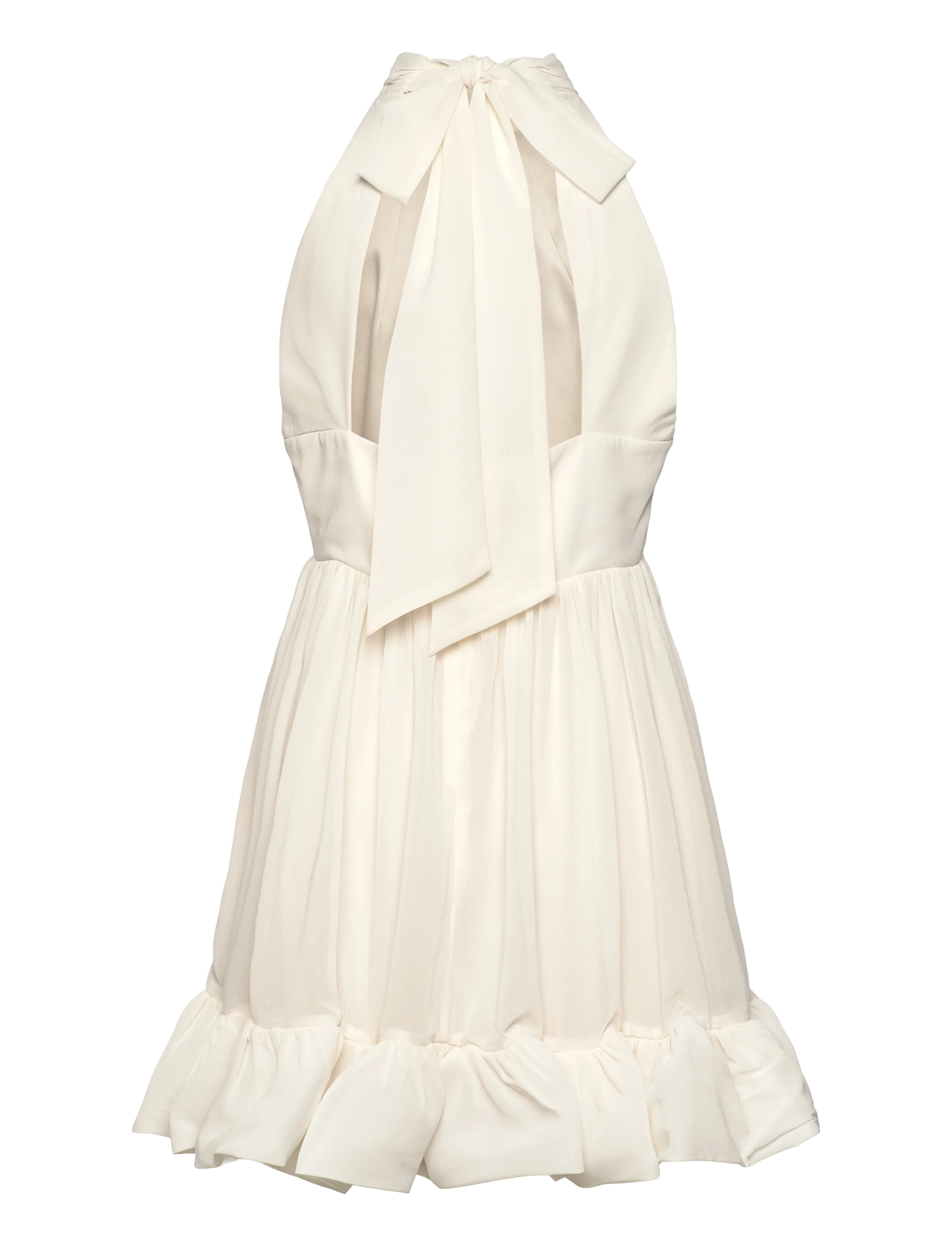 Malina - Fern Halterneck Ruffled Mini Dress - aftenkjoler - white - 2