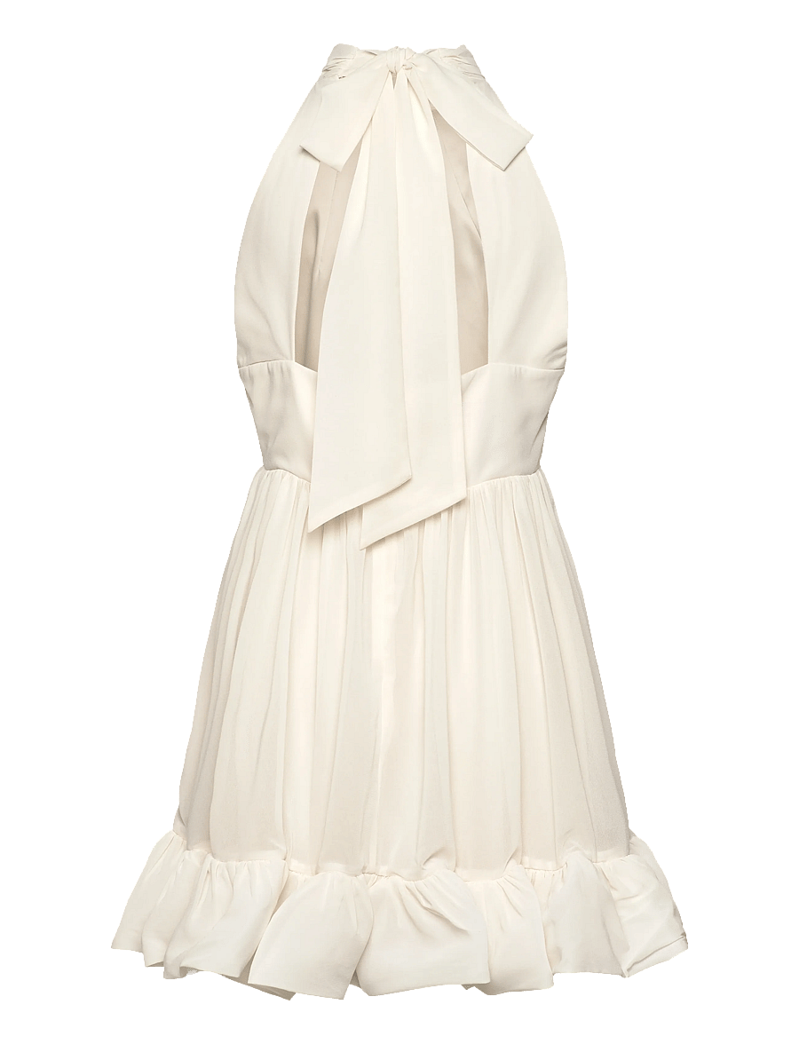Malina - Fern Halterneck Ruffled Mini Dress - abendkleider - white - 2