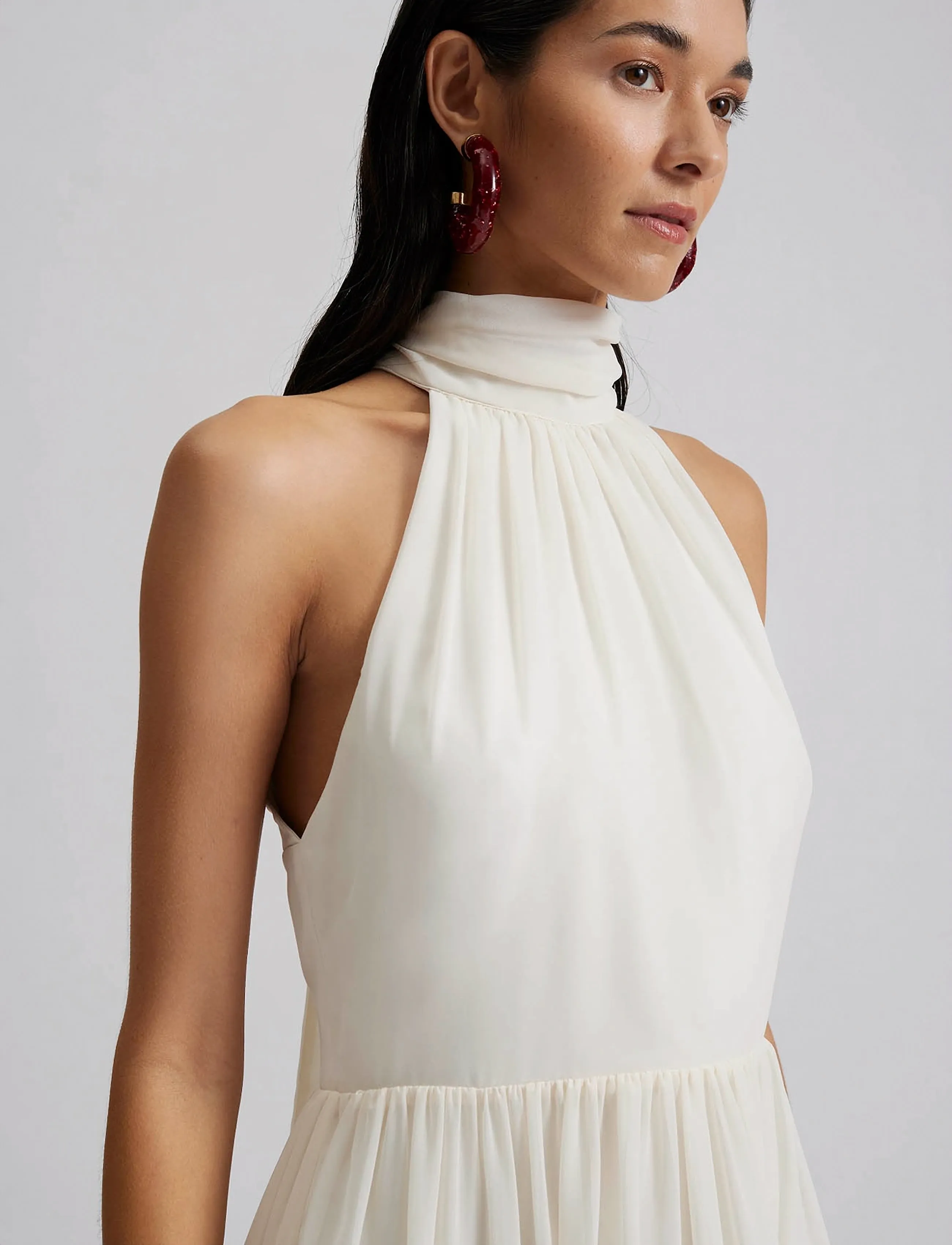 Malina - Fern Halterneck Ruffled Mini Dress - aftenkjoler - white - 5