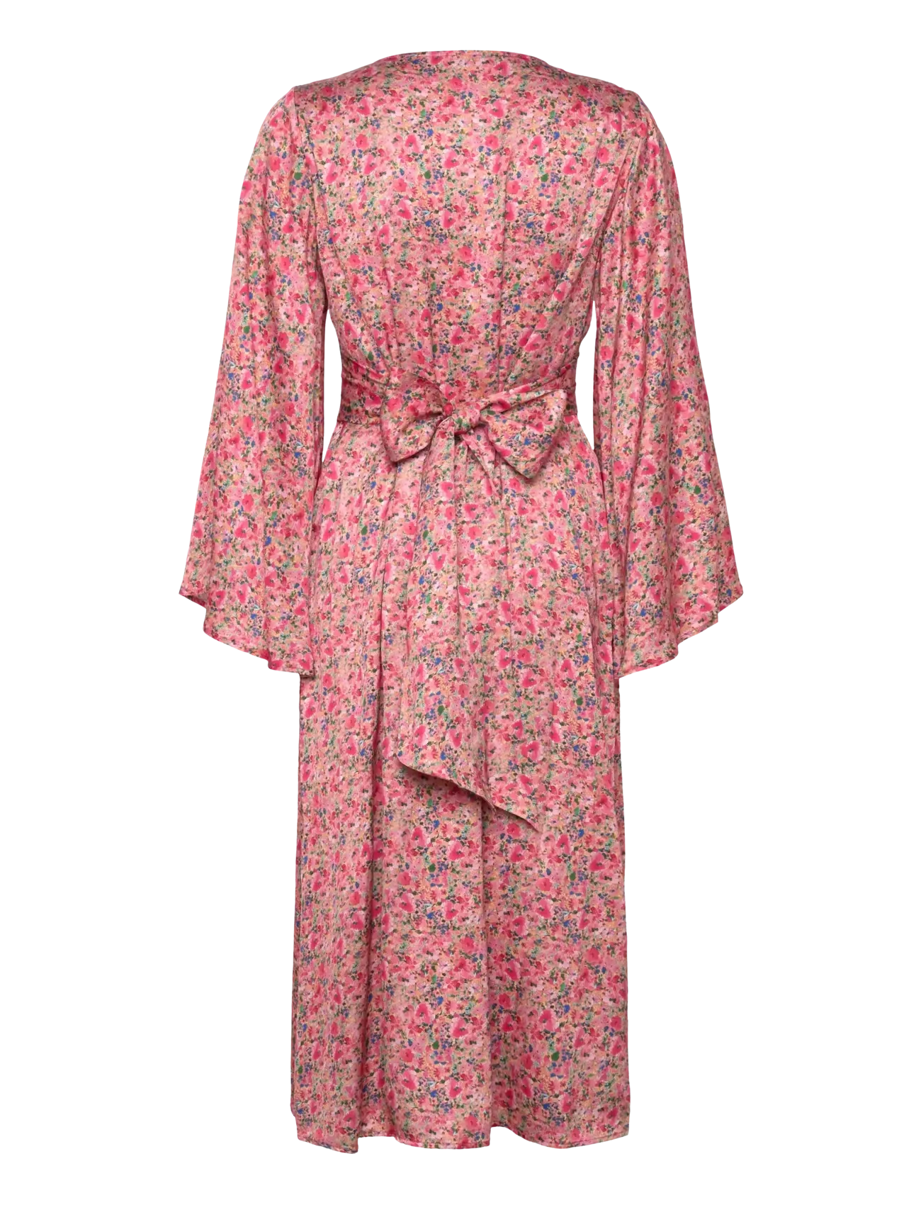 Malina - Auden v-neck satin midi dress - sommerkleider - pink ditsy - 2