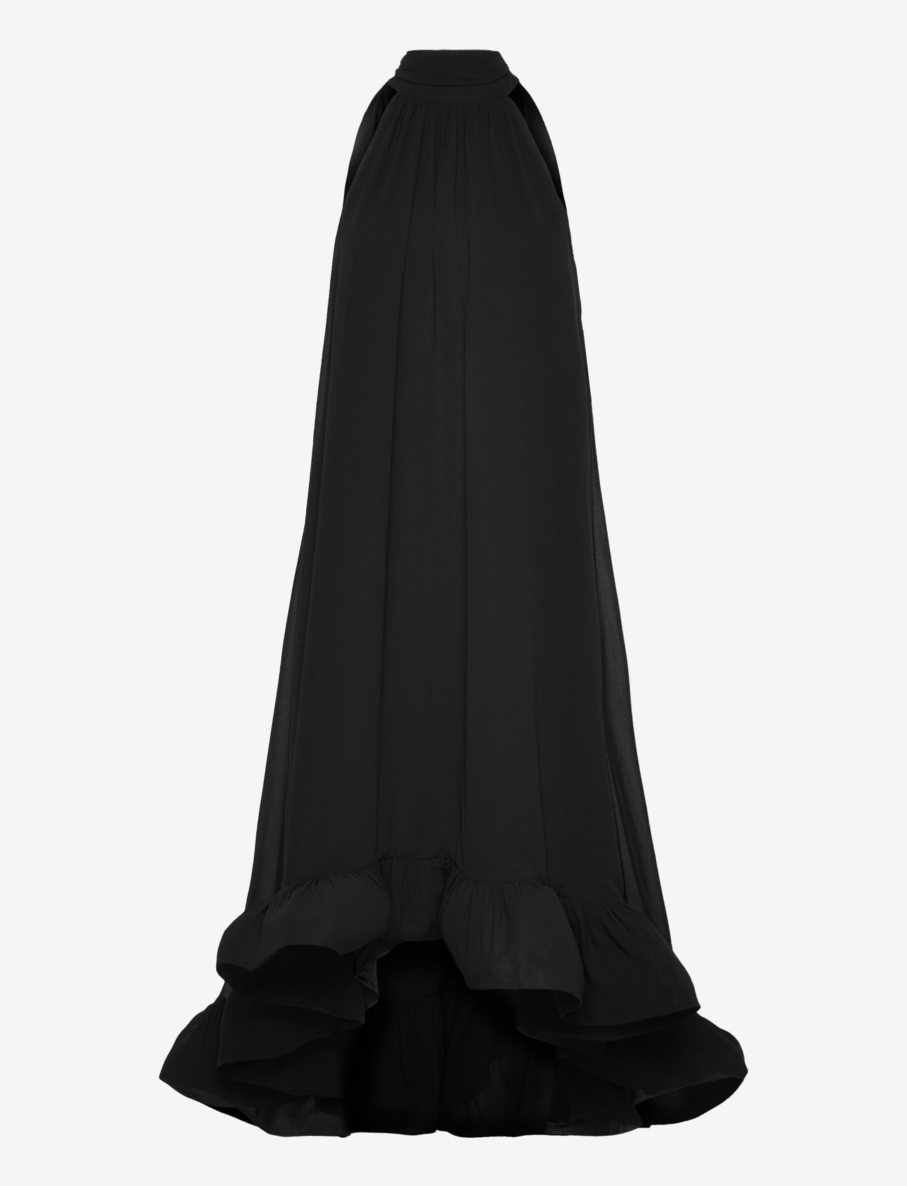 Malina - Sabrina Halterneck Ruffled Midi Dress - aftenkjoler - black - 1