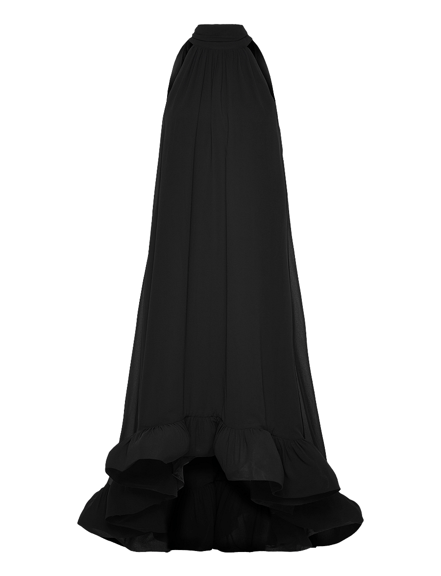 Malina - Sabrina halterneck ruffled maxi dress - abendkleider - black - 1