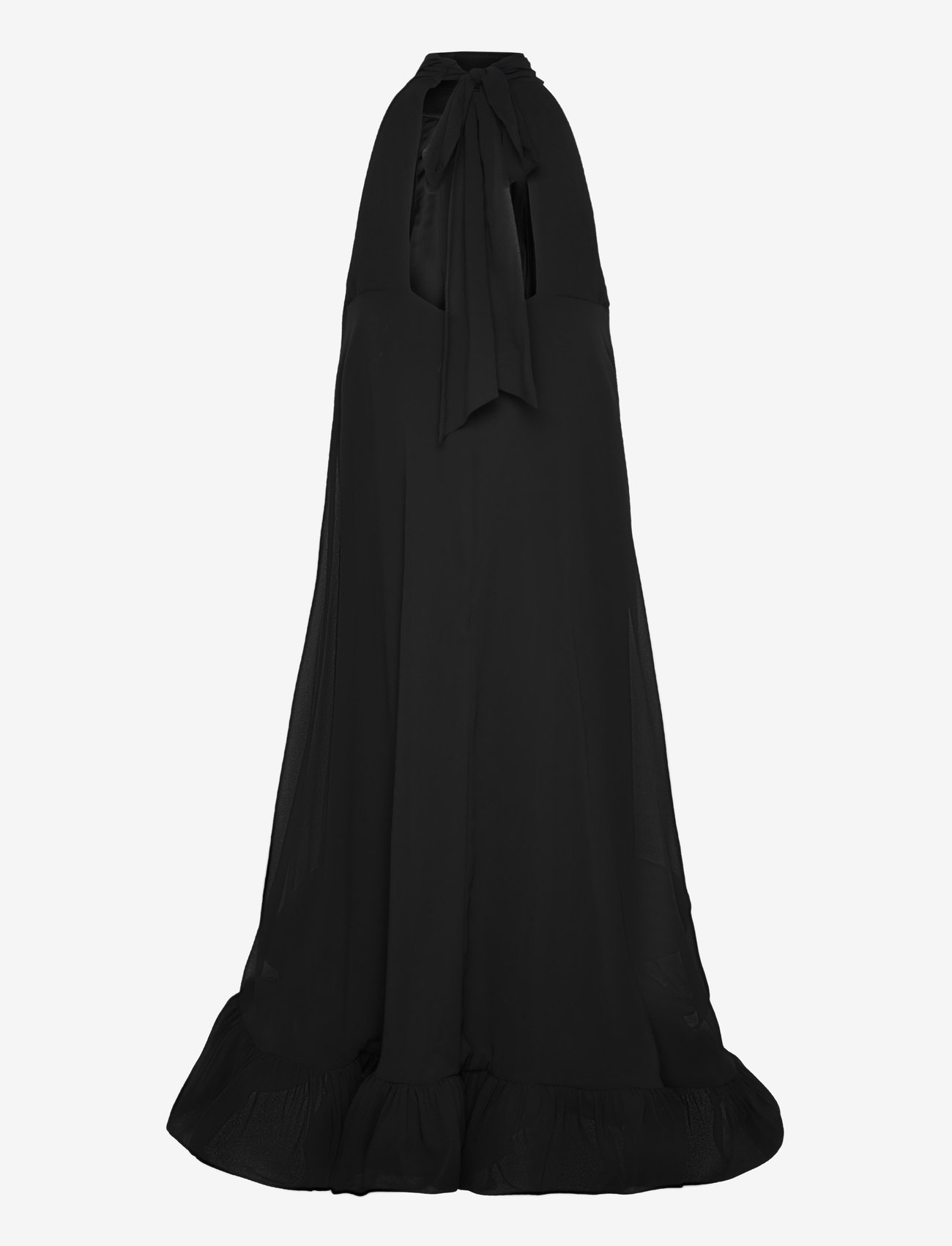 Malina - Sabrina Halterneck Ruffled Midi Dress - aftenkjoler - black - 2