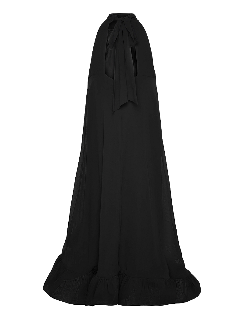 Malina - Sabrina Halterneck Ruffled Midi Dress - Õhtukleidid - black - 2