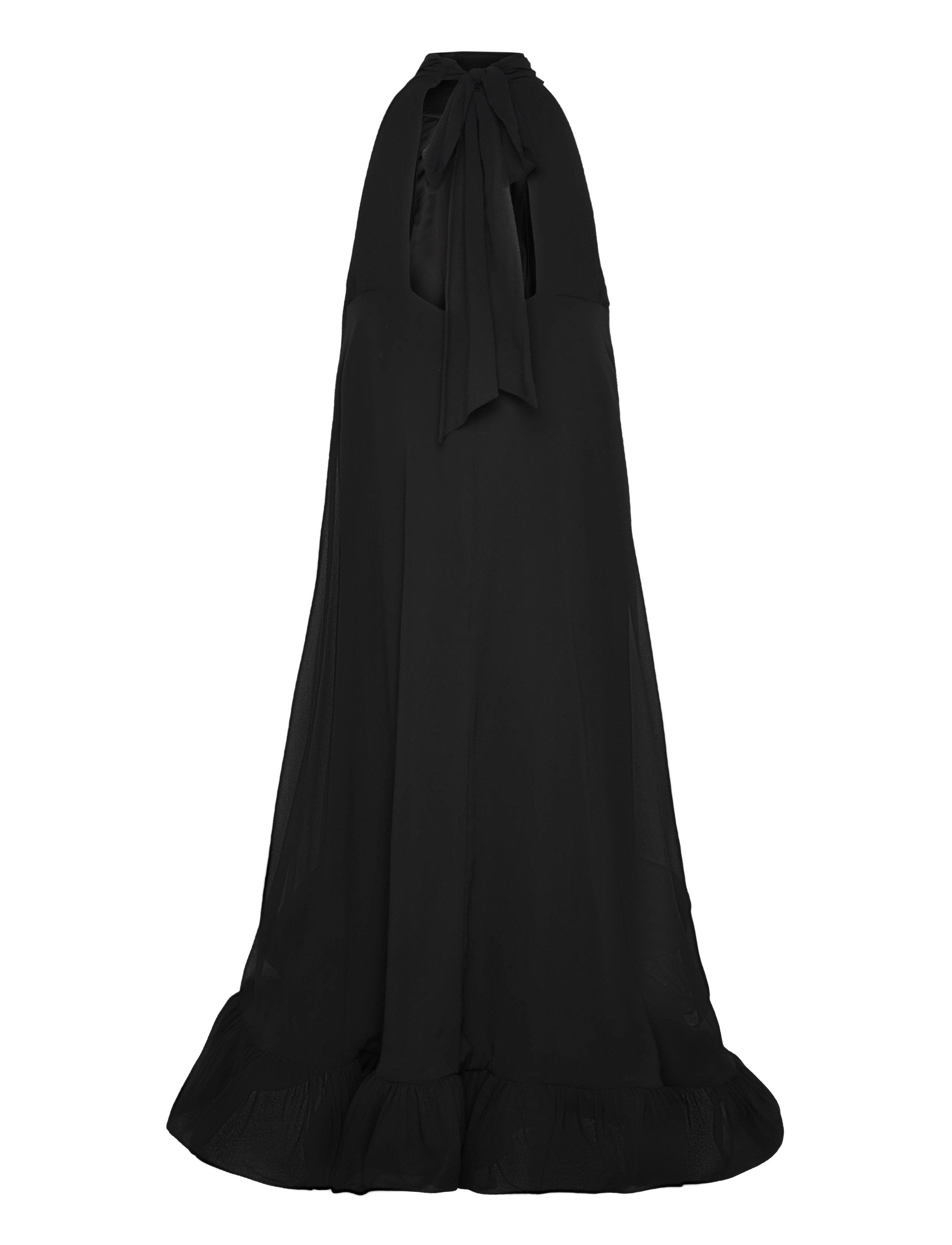 Malina - Sabrina Halterneck Ruffled Midi Dress - aftenkjoler - black - 2