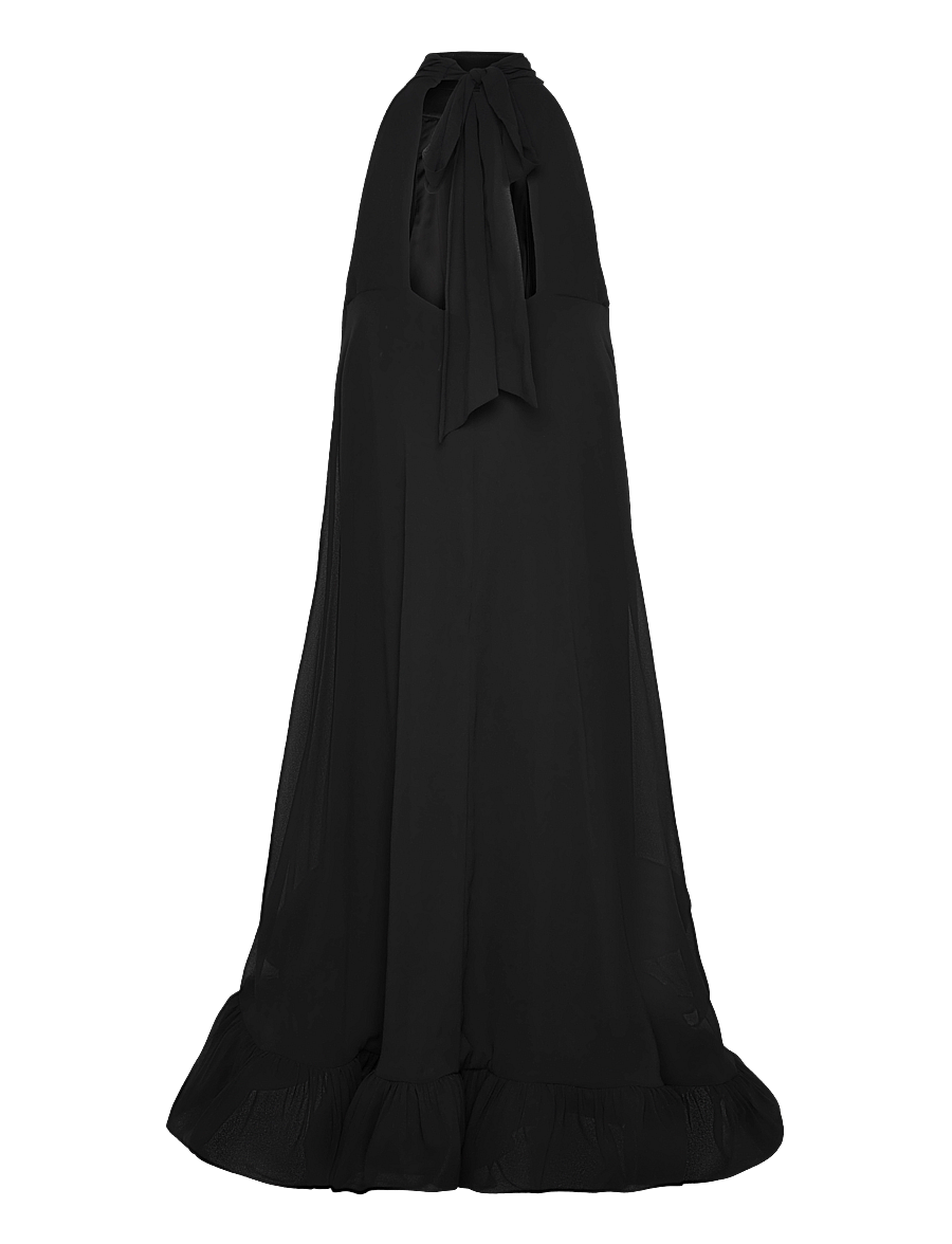 Malina - Sabrina halterneck ruffled maxi dress - abendkleider - black - 2