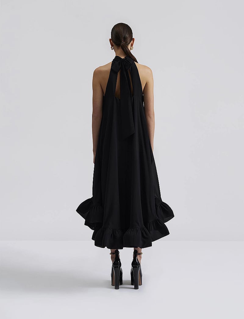 Malina - Sabrina Halterneck Ruffled Midi Dress - Õhtukleidid - black - 3