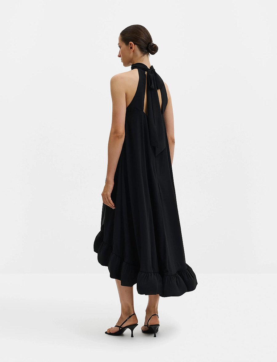 Malina - Sabrina halterneck ruffled maxi dress - abendkleider - black - 3