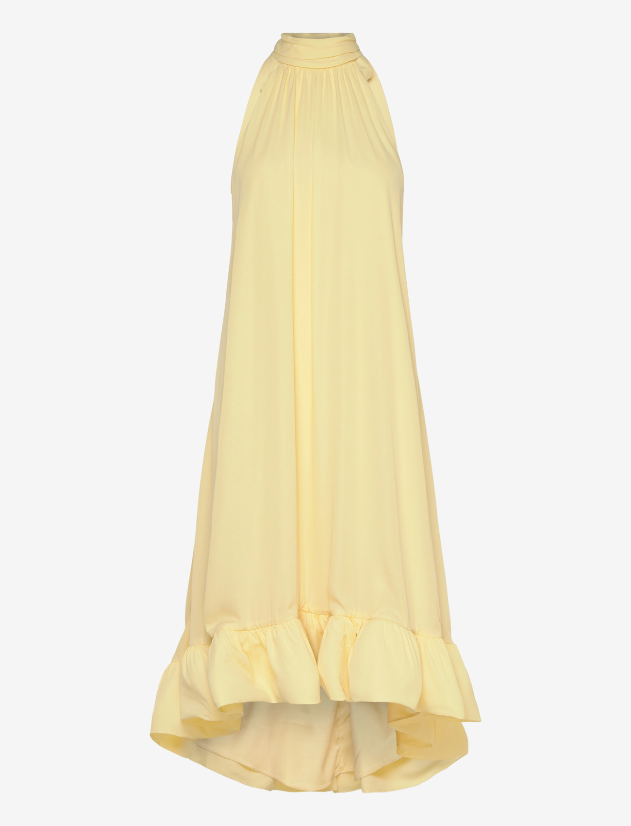 Malina - Sabrina Halterneck Ruffled Midi Dress - abendkleider - light lemon - 1