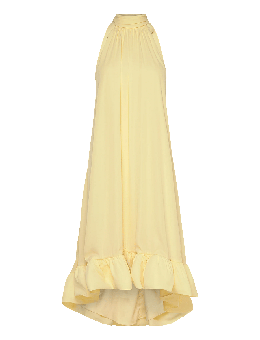 Malina - Sabrina halterneck ruffled maxi dress - sukienki wieczorowe - light lemon - 1