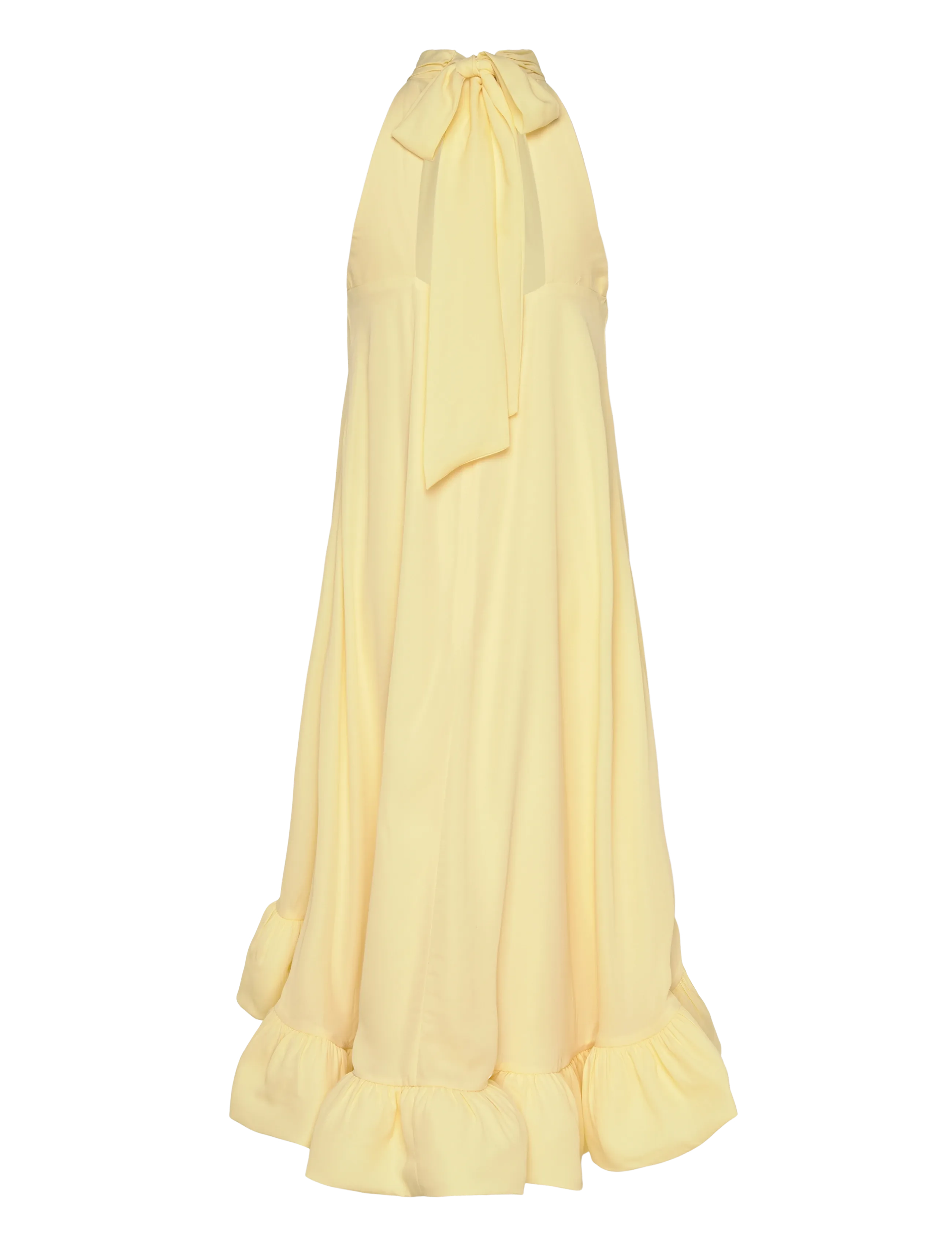 Malina - Sabrina Halterneck Ruffled Midi Dress - vakarinės suknelės - light lemon - 2
