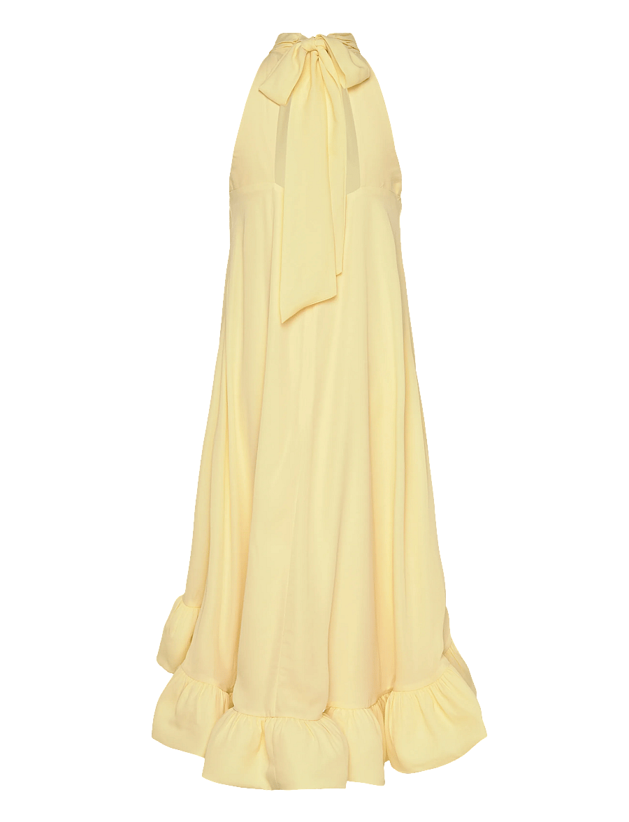 Malina - Sabrina halterneck ruffled maxi dress - sukienki wieczorowe - light lemon - 2