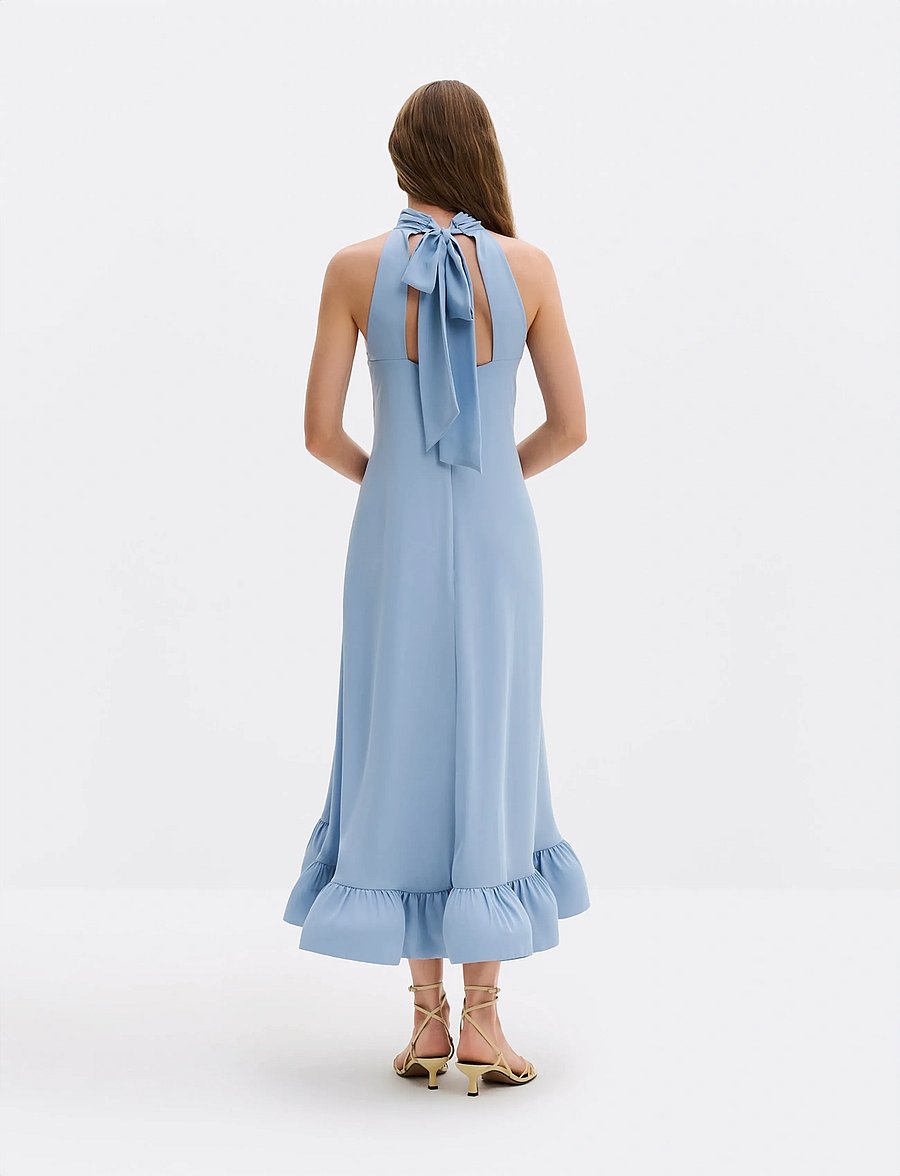 Malina - Sabrina Halterneck Ruffled Midi Dress - abendkleider - sky - 3