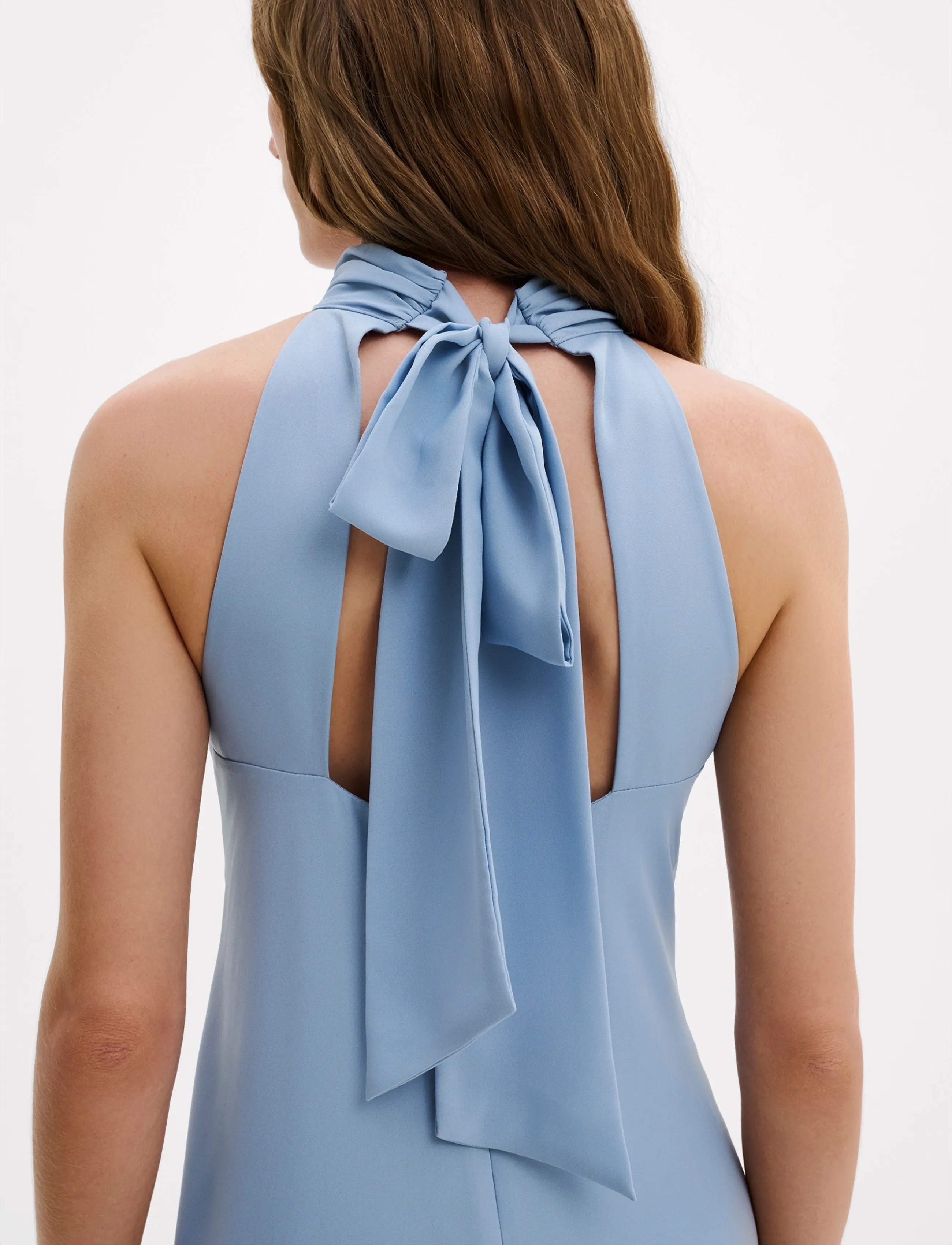 Malina - Sabrina Halterneck Ruffled Midi Dress - evening dresses - sky - 4