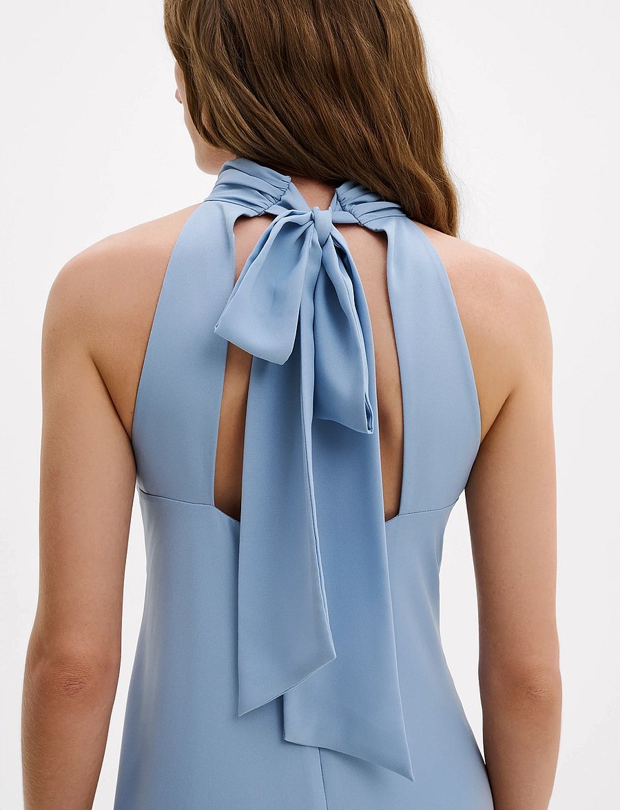 Malina - Sabrina Halterneck Ruffled Midi Dress - abendkleider - sky - 4
