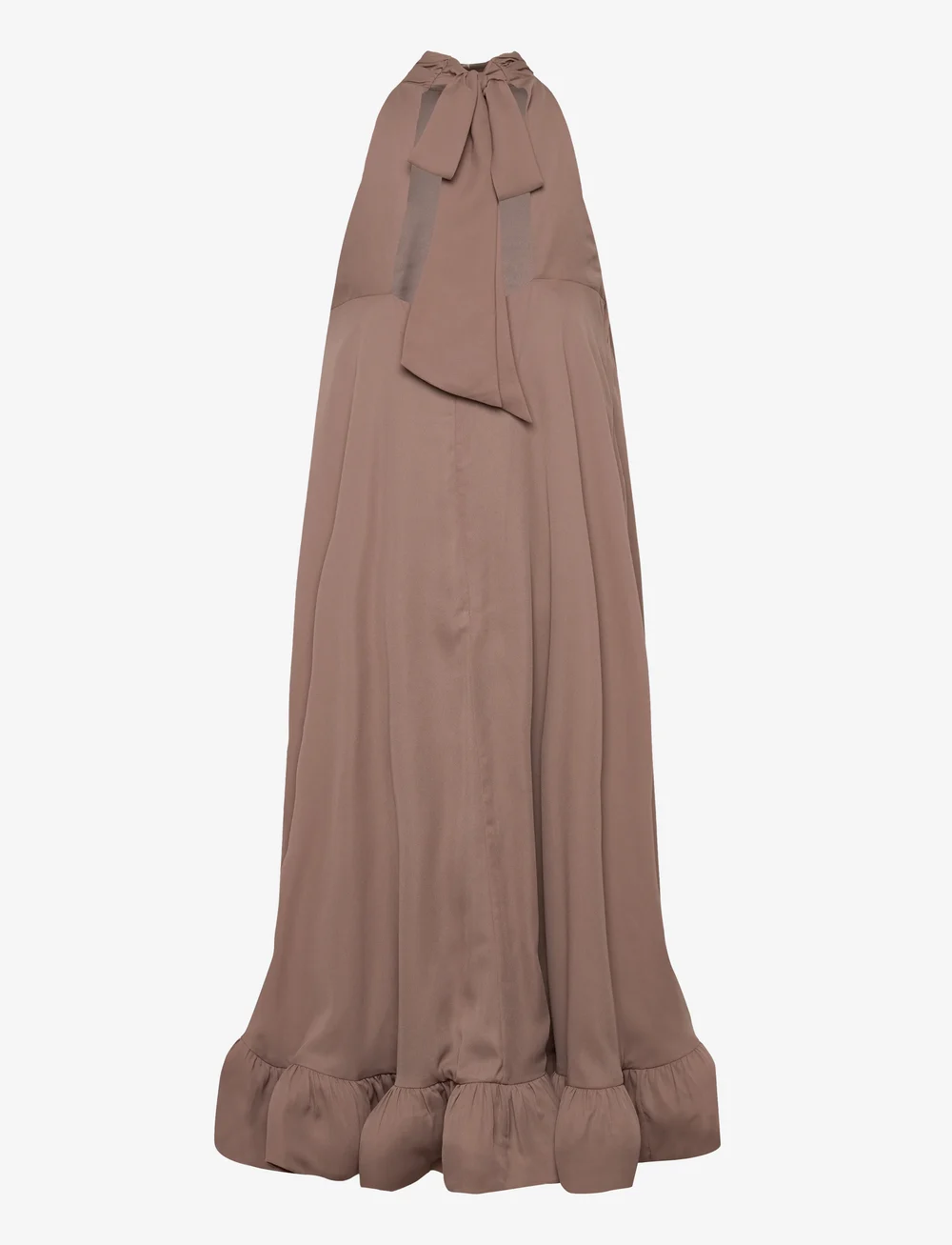 Malina - Sabrina Halterneck Ruffled Midi Dress - abendkleider - taupe - 2