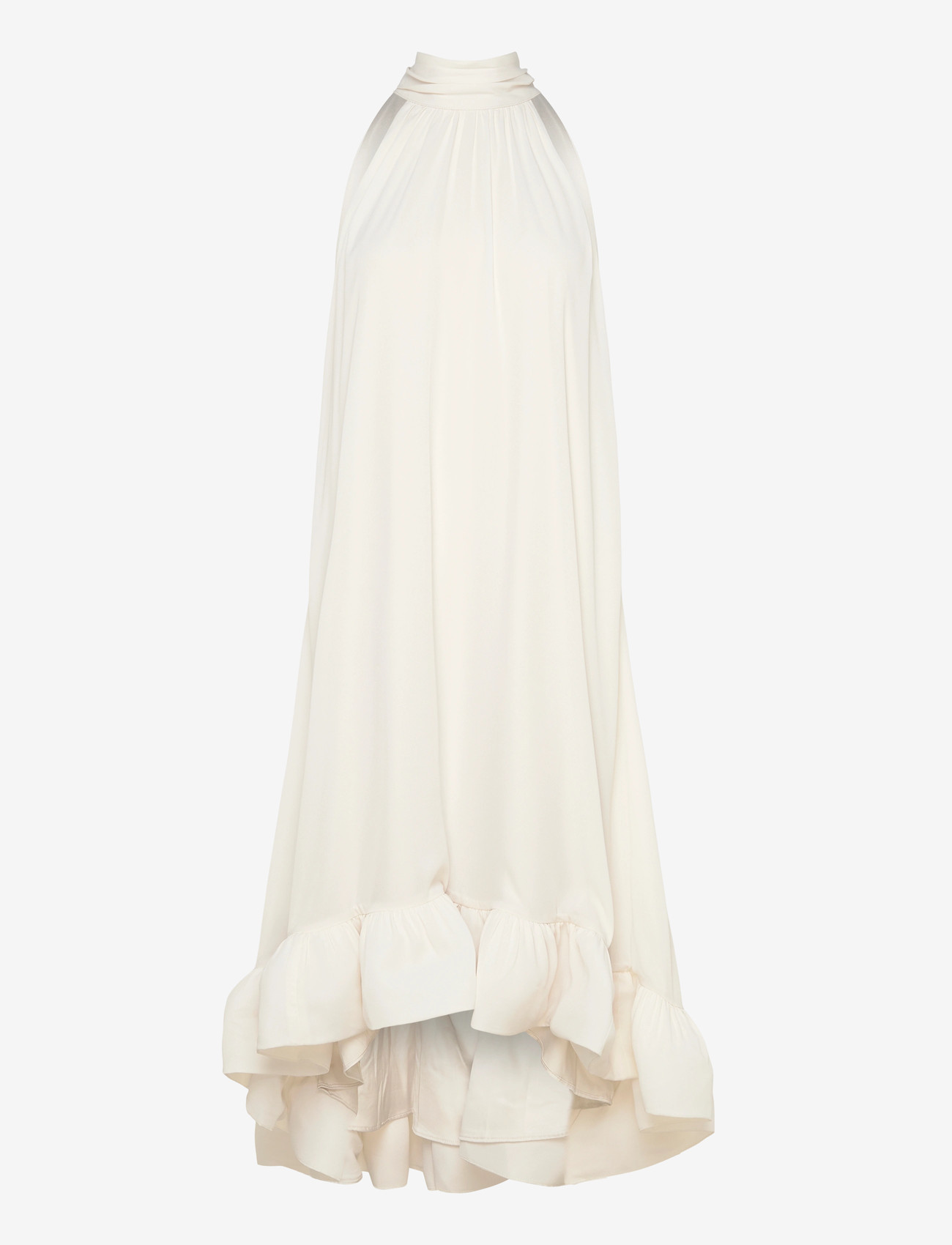 Malina - Sabrina Halterneck Ruffled Midi Dress - evening dresses - white - 1