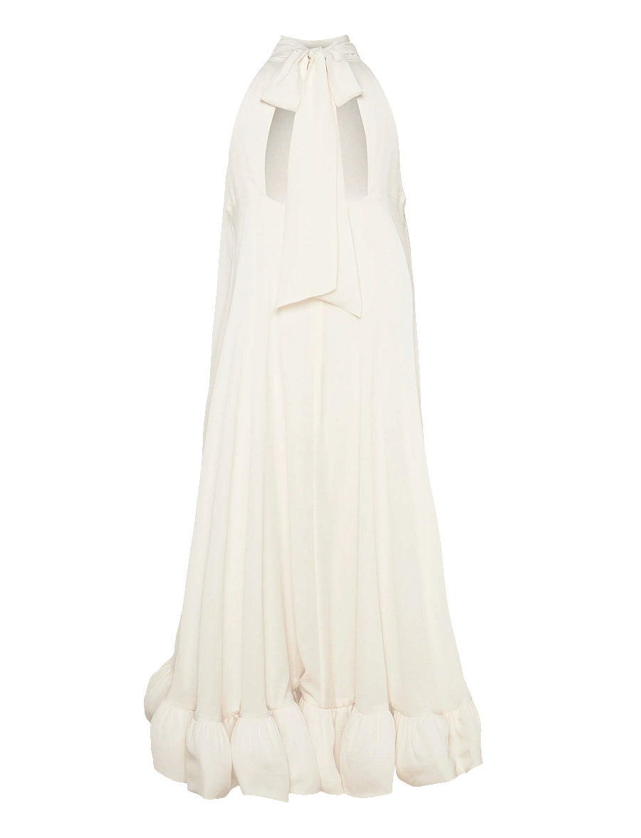 Malina - Sabrina Halterneck Ruffled Midi Dress - abendkleider - white - 2