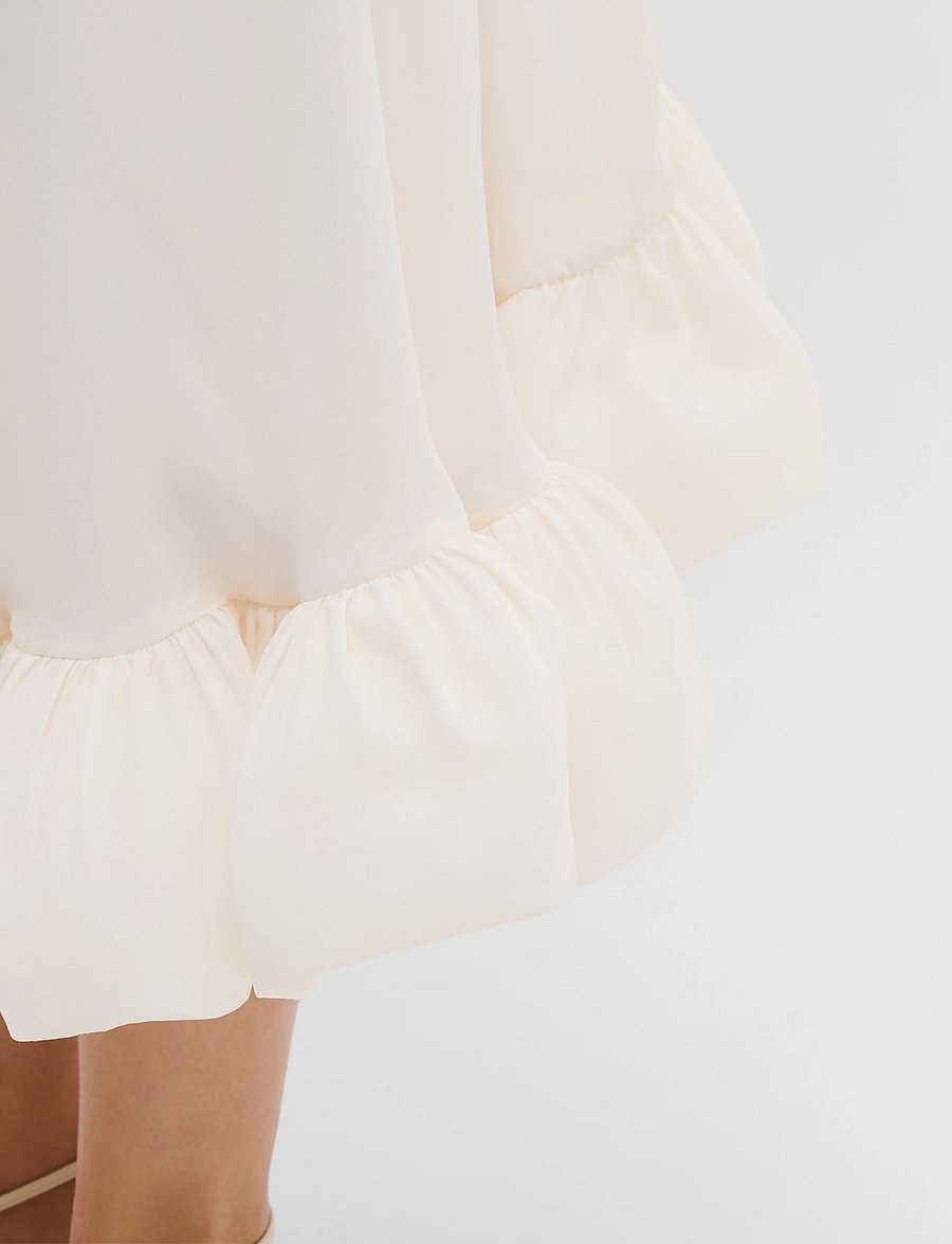 Malina - Sabrina Halterneck Ruffled Midi Dress - abendkleider - white - 4