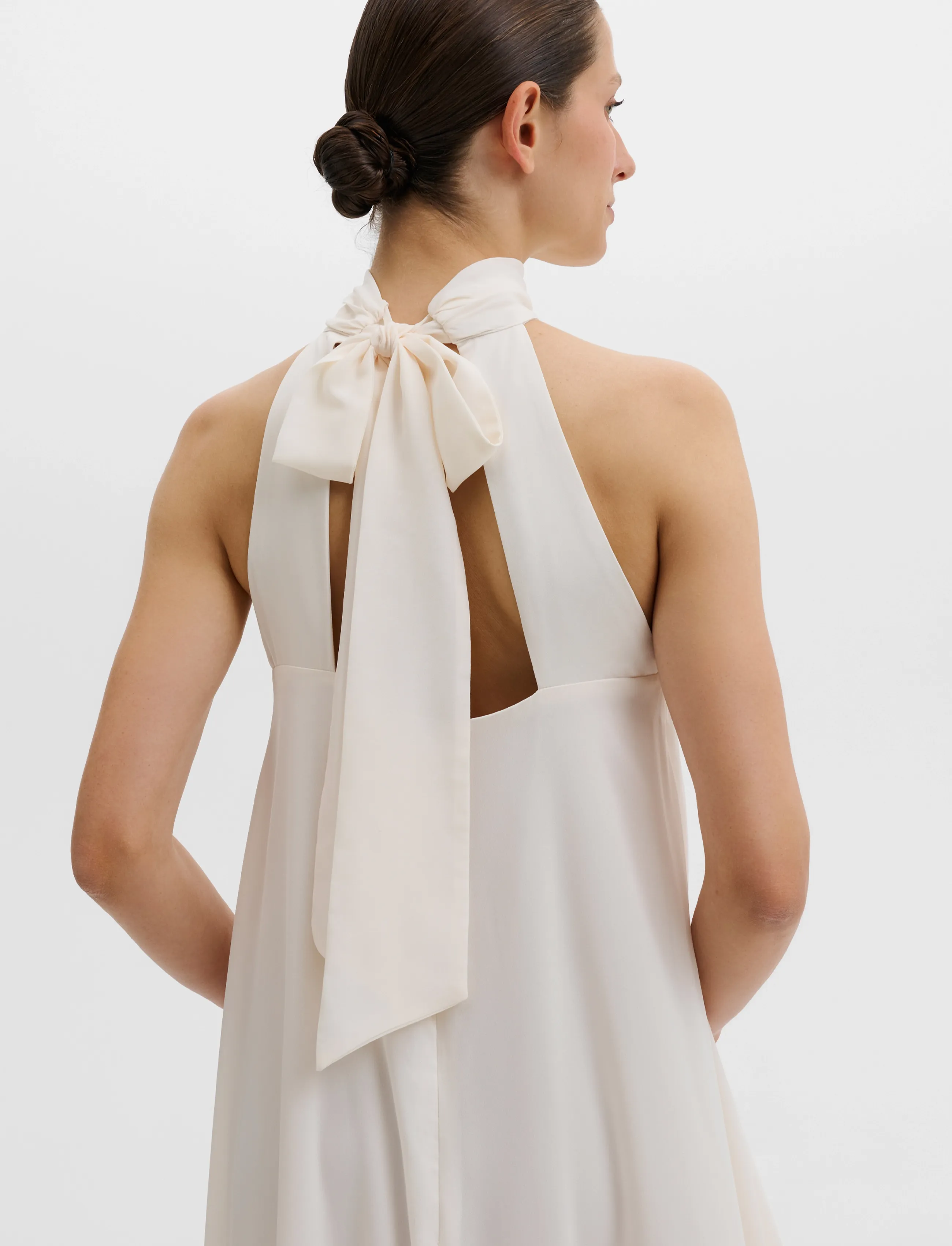 Malina - Sabrina Halterneck Ruffled Midi Dress - premium-styles - white - 5