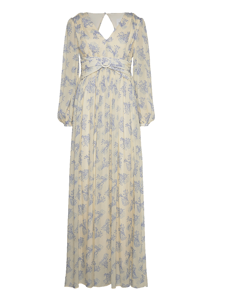 Malina - Gemma v-neck chiffon maxi dress - coral blue - 1