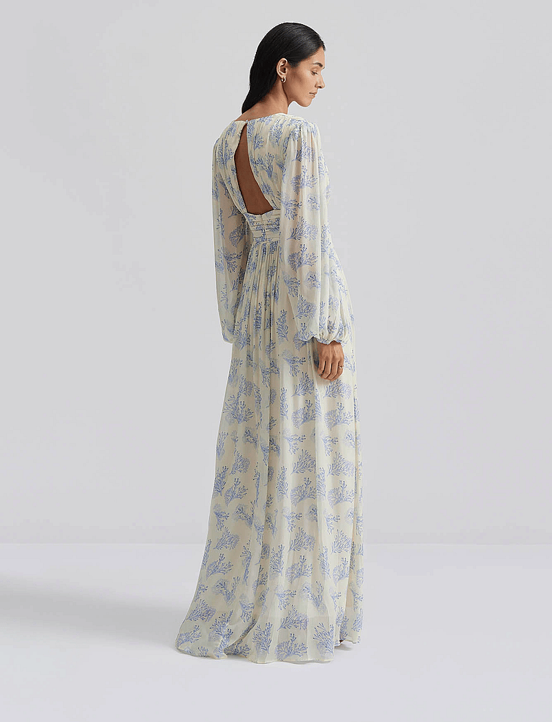 Malina - Gemma v-neck chiffon maxi dress - coral blue - 3